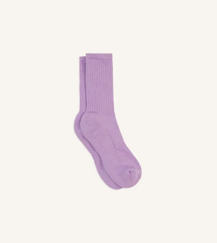 Lilac Cotton Sports Socks sold by Drake's London