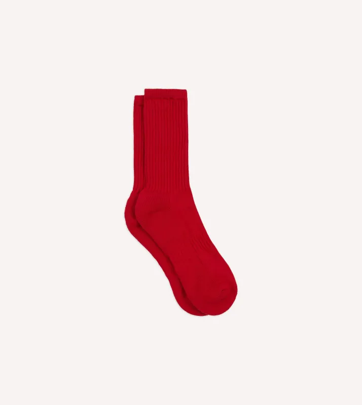 Red Cotton Sports Socks sold by Drake's London