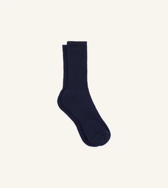 Navy Cotton Sports Socks sold by Drake's London