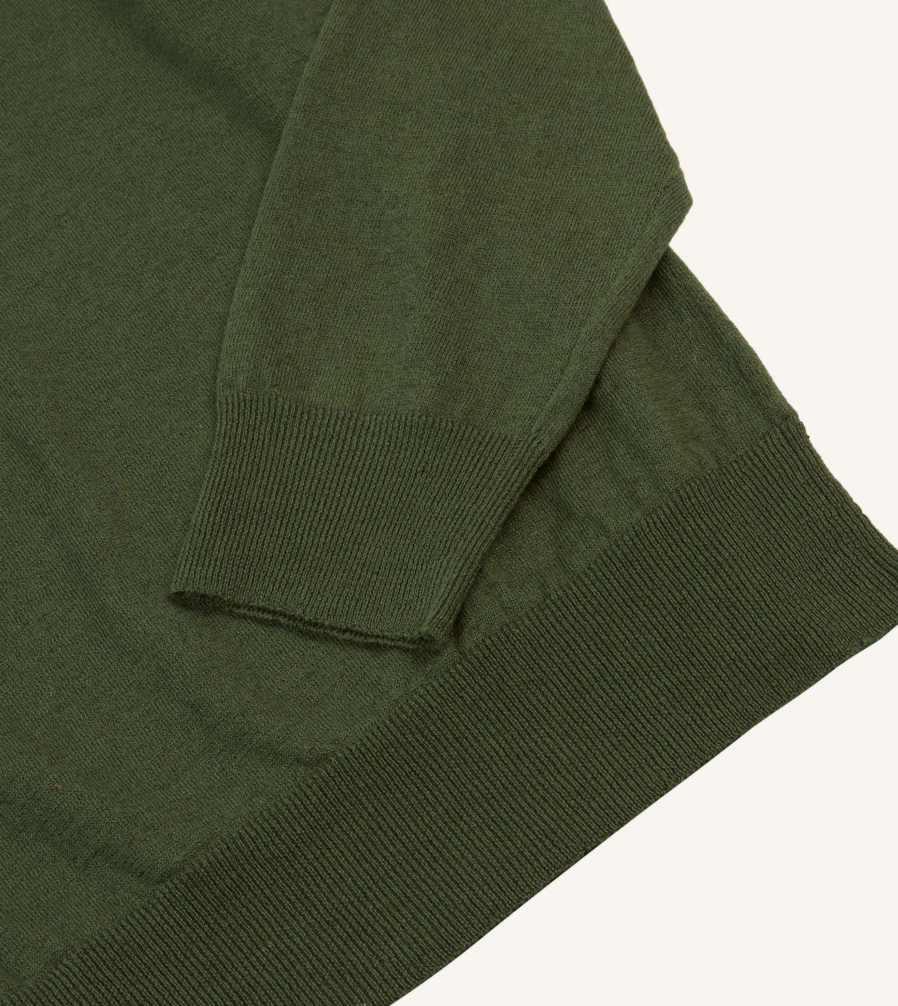Green Linen-Cotton Knitted Long-Sleeve Polo Shirt sold by Drake's London product image thumbnail 4