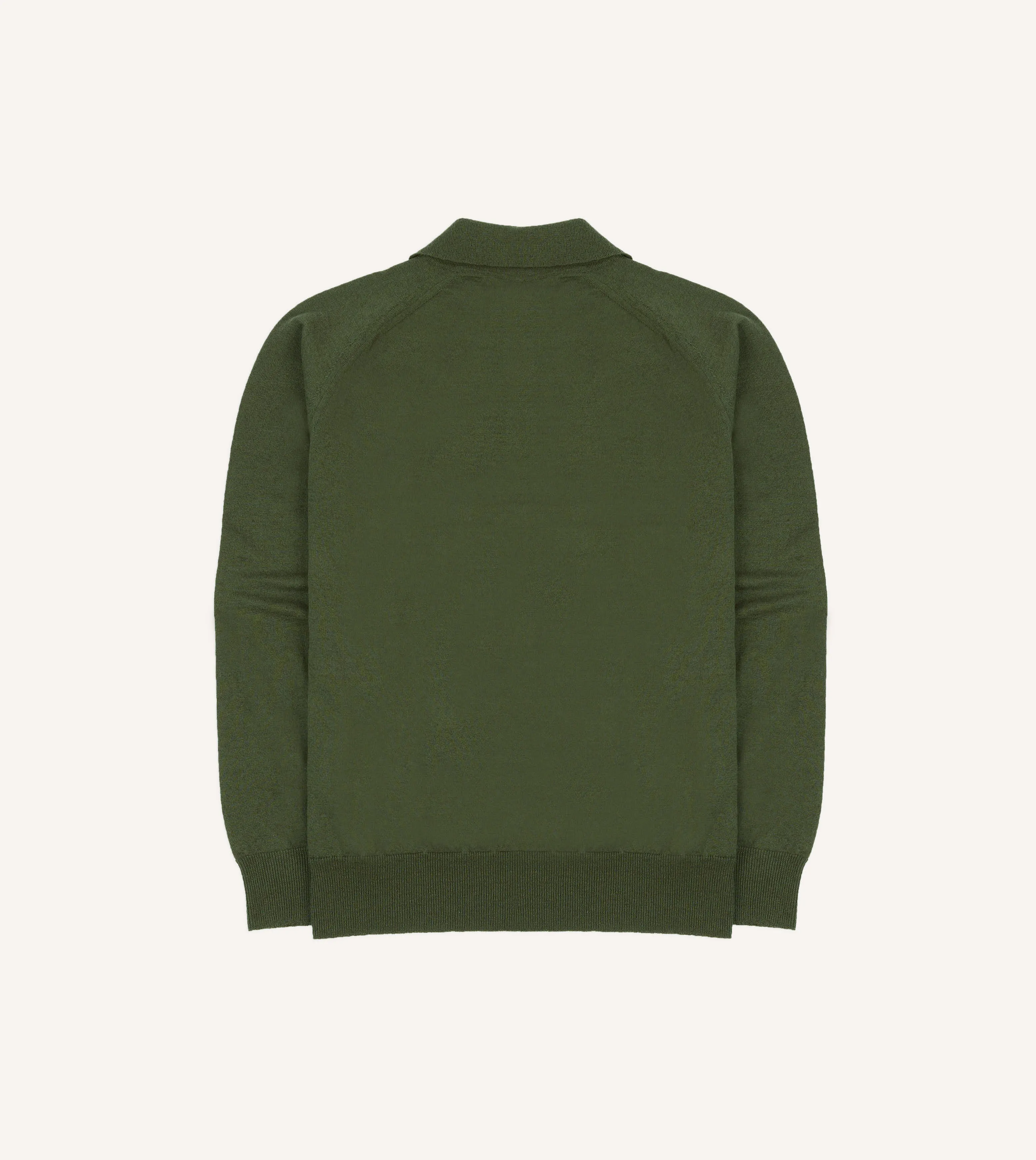 Green Linen-Cotton Knitted Long-Sleeve Polo Shirt sold by Drake's London product image thumbnail 5
