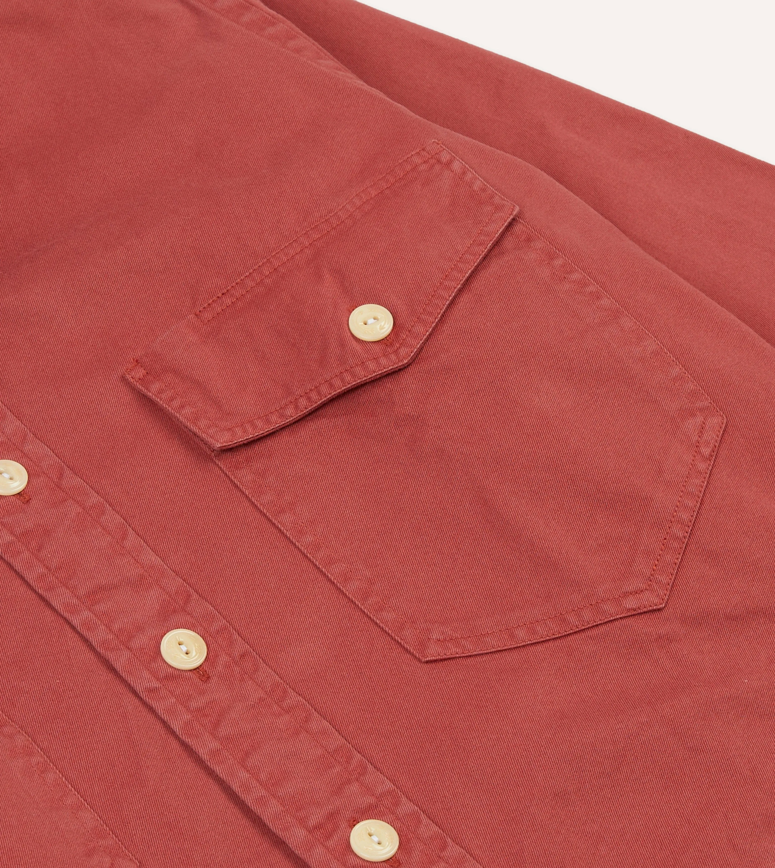 Red Cotton Long Point Collar Work Shirt sold by Drake's London product image thumbnail 4