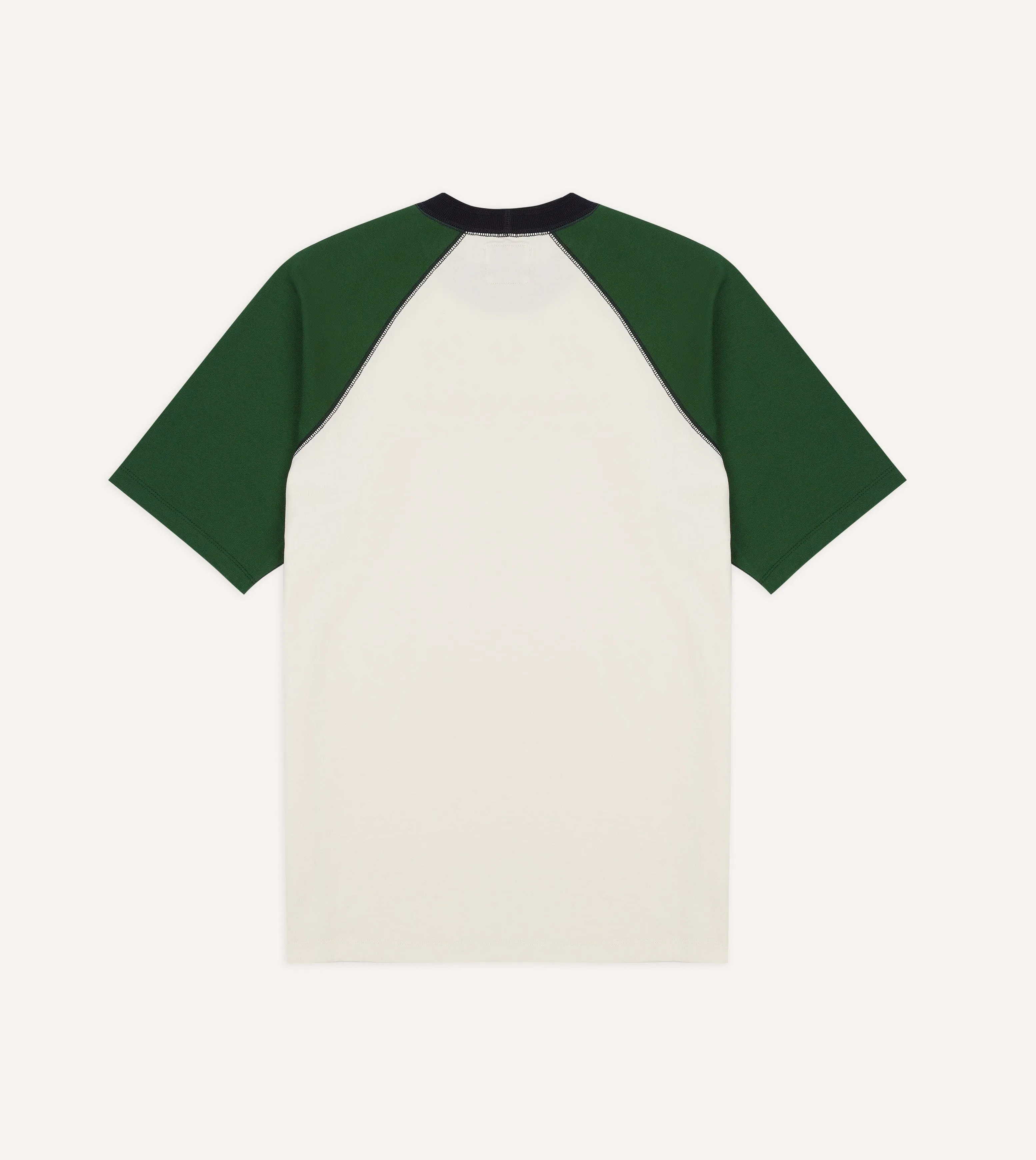 Ecru and Green Raglan Sleeve Hiking T-Shirt sold by Drake's London product image thumbnail 4