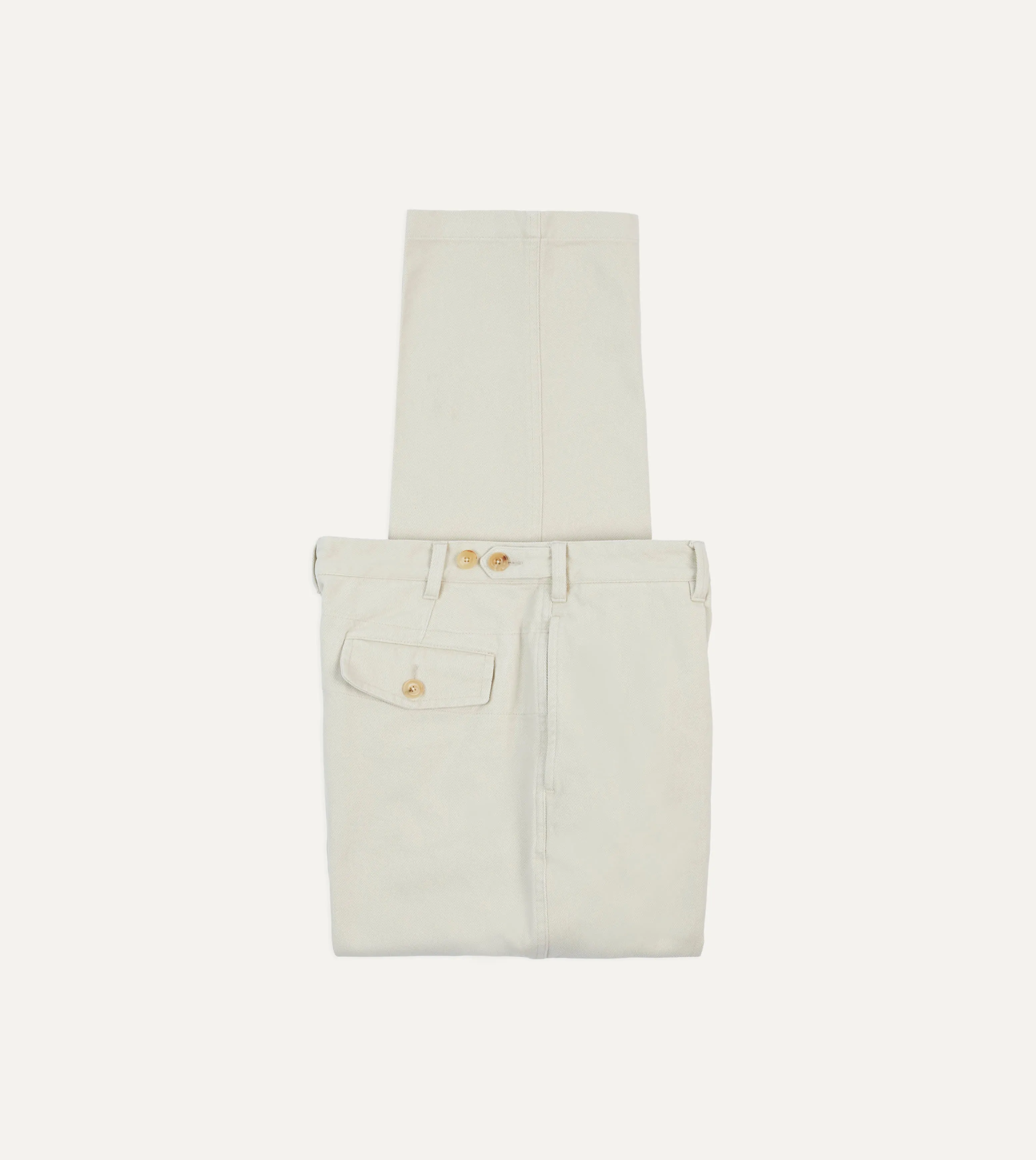 Ecru Heavy Cotton Twill Games Trousers sold by Drake's London