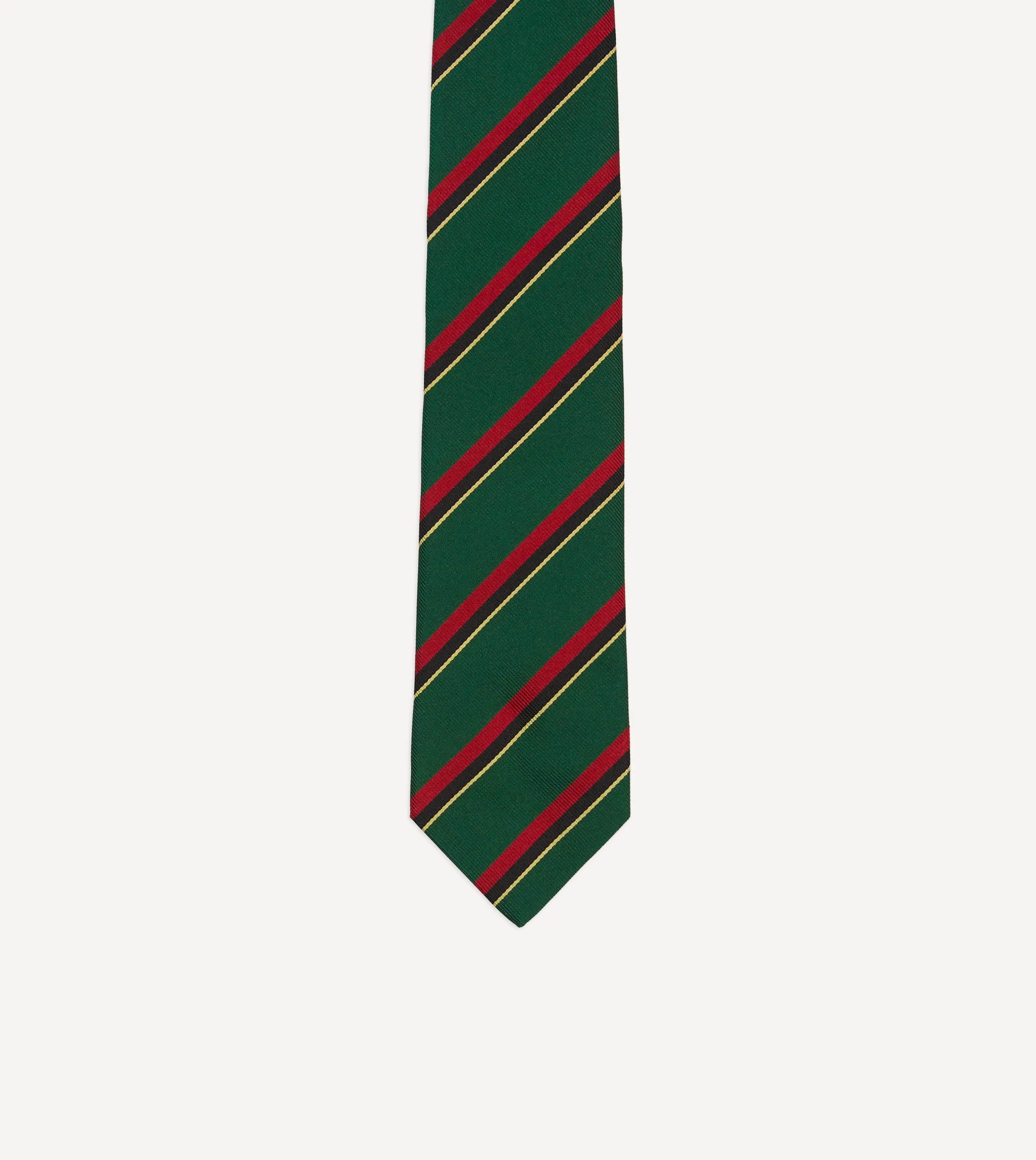 Green, Red, Black and Yellow Multi Stripe Repp Silk Tipped Tie sold by Drake's London product image thumbnail 3