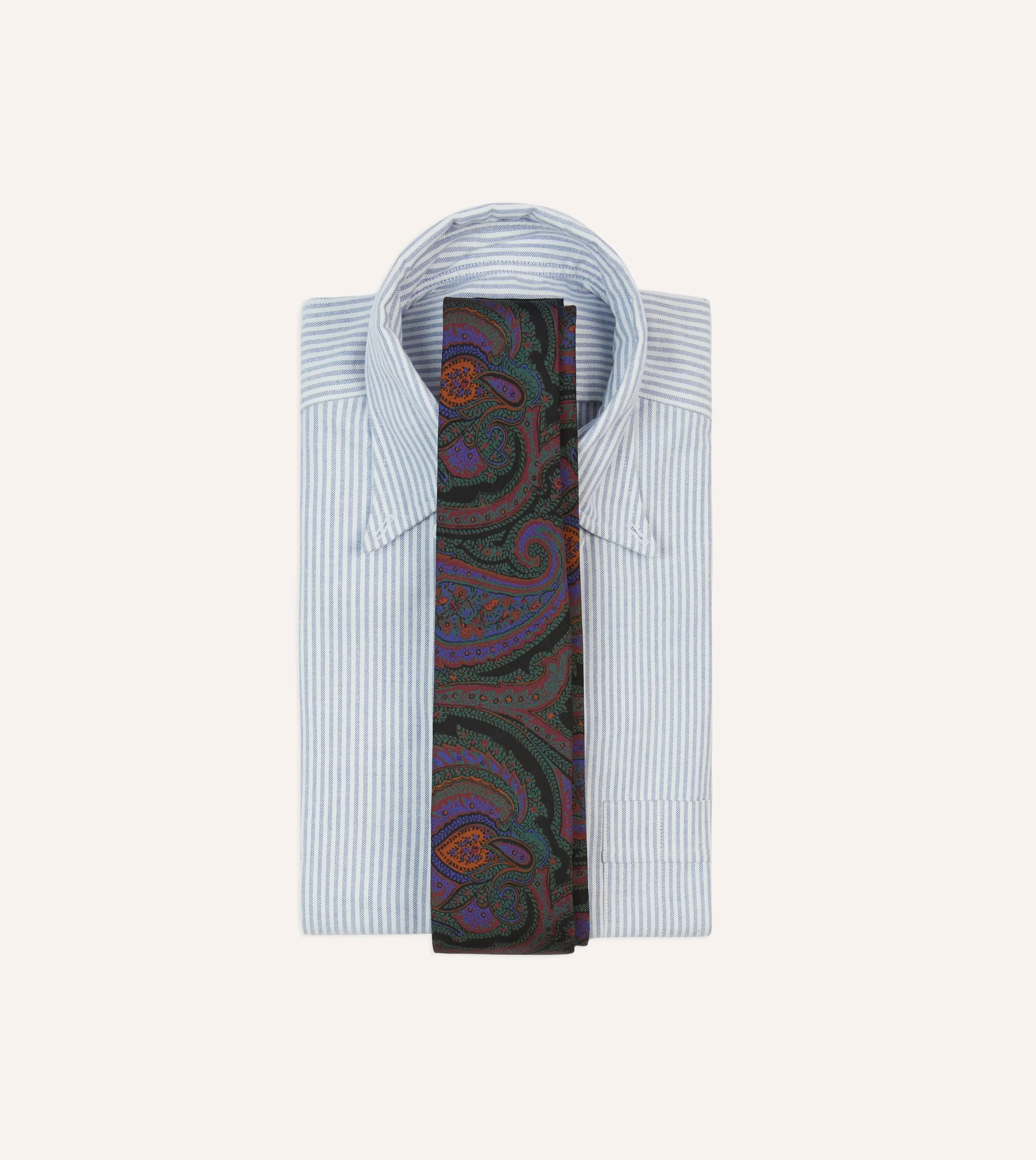 Black Large Paisley Print Madder Silk Self-Tipped Tie sold by Drake's London product image thumbnail 2
