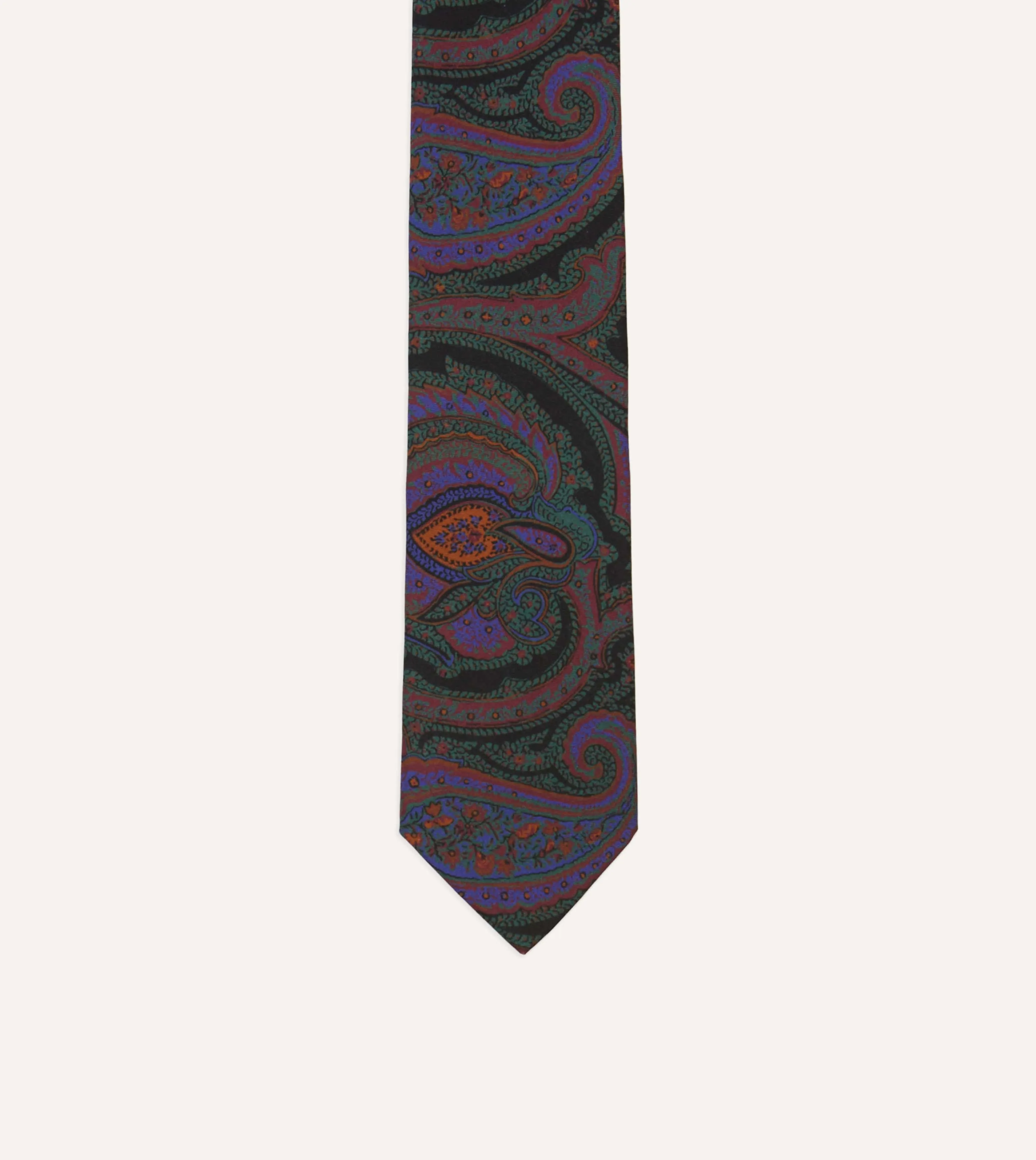 Black Large Paisley Print Madder Silk Self-Tipped Tie sold by Drake's London product image thumbnail 3