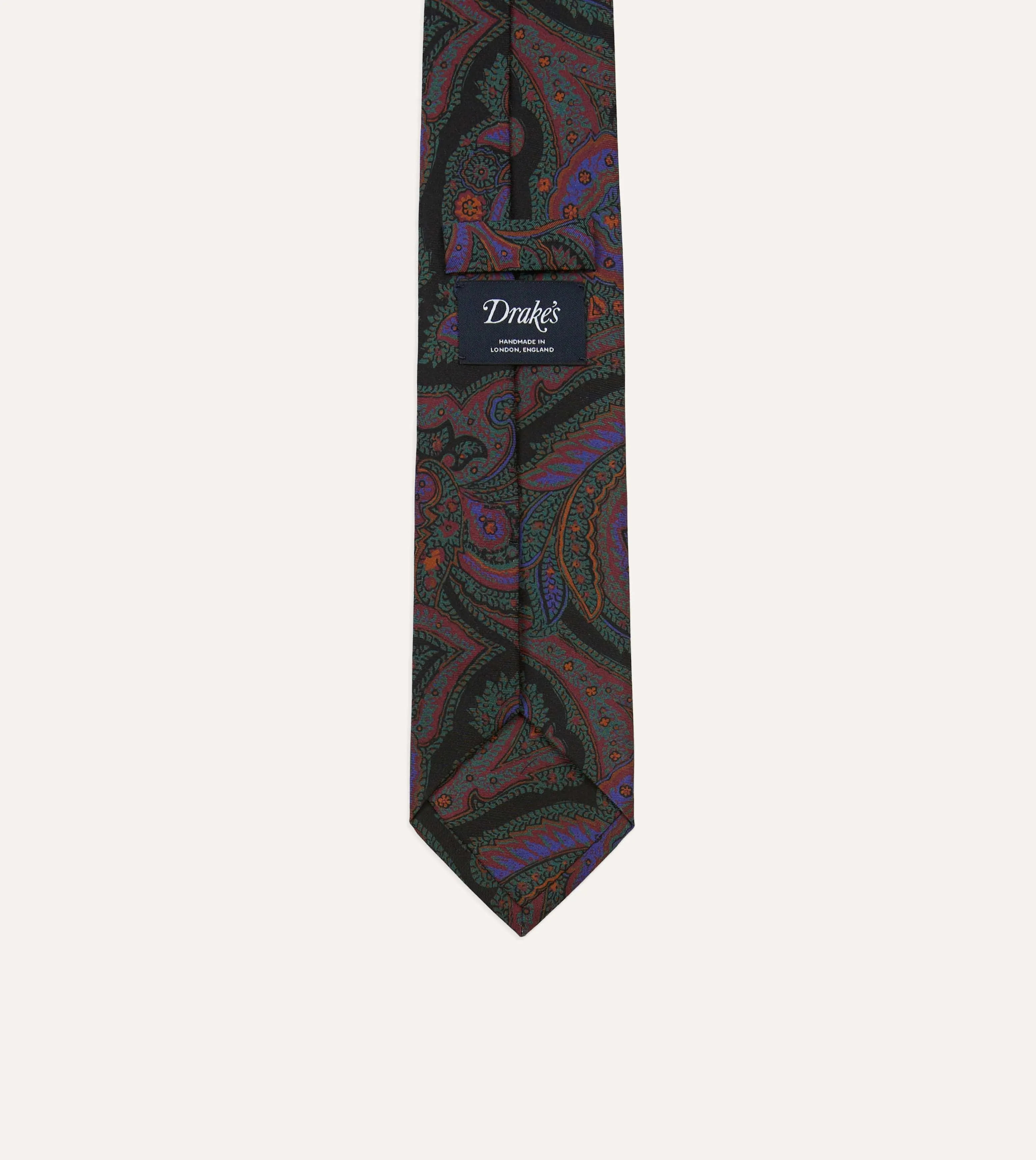 Black Large Paisley Print Madder Silk Self-Tipped Tie sold by Drake's London product image thumbnail 4