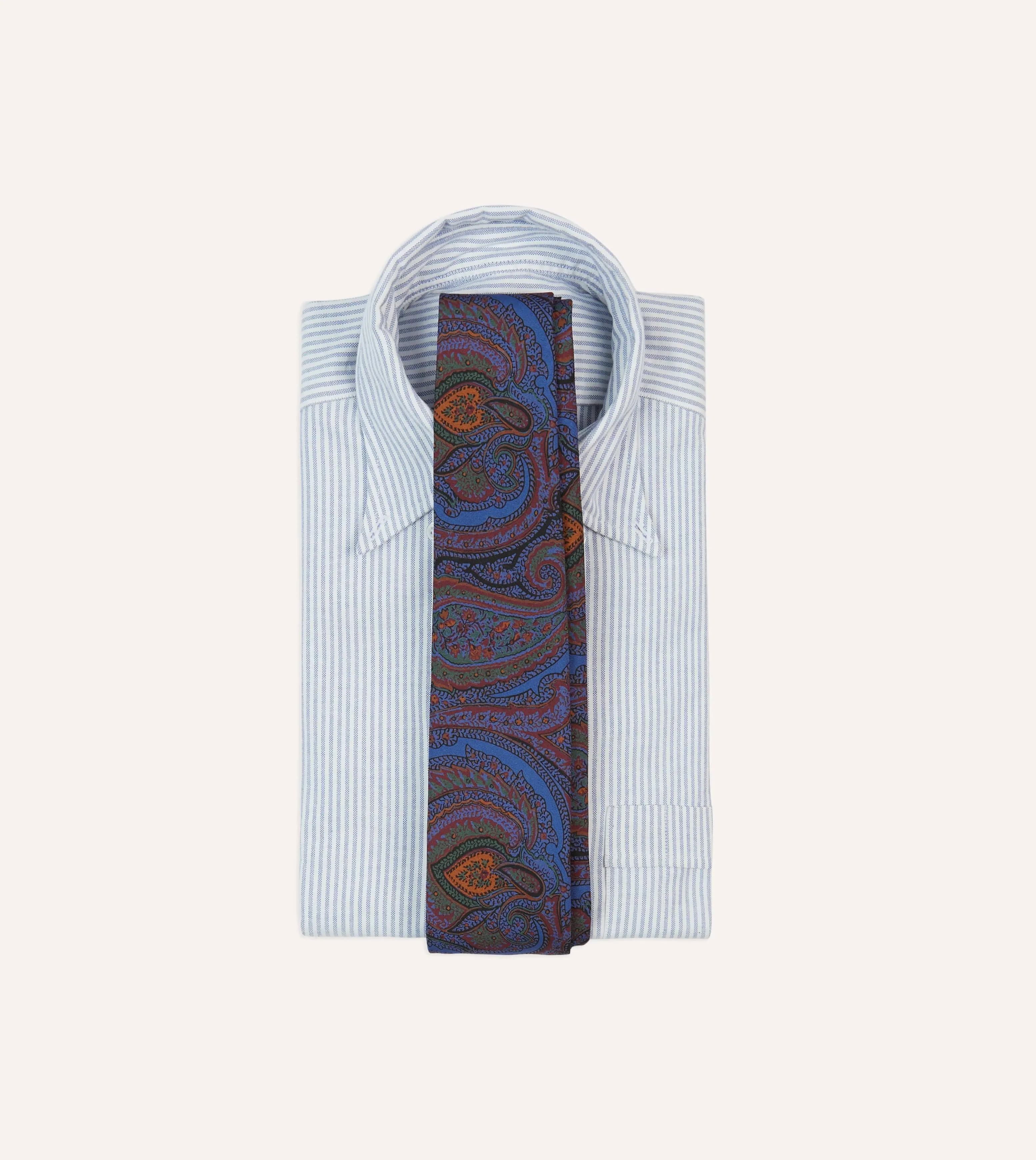 Blue Large Paisley Print Madder Silk Self-Tipped Tie sold by Drake's London product image thumbnail 2