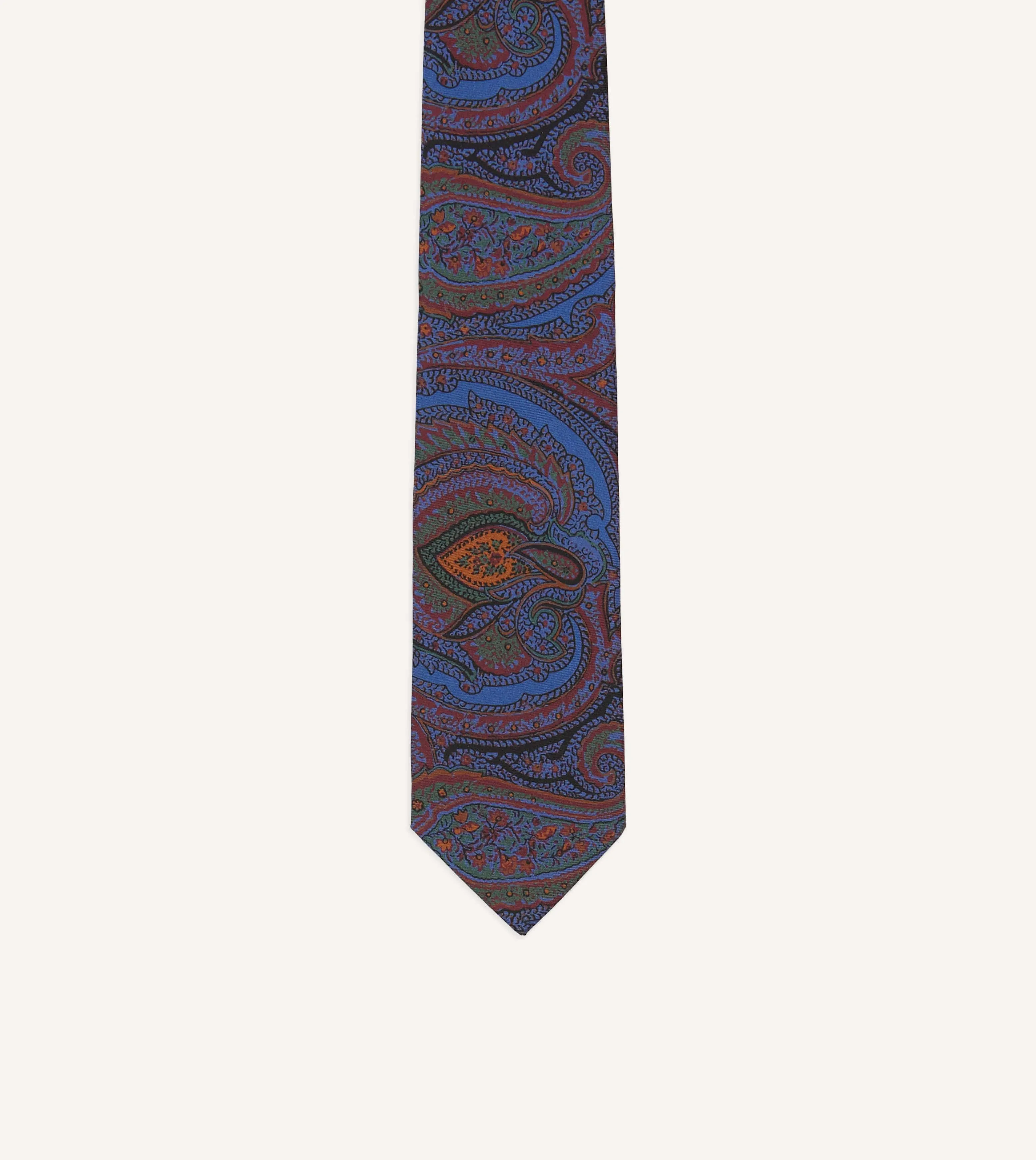 Blue Large Paisley Print Madder Silk Self-Tipped Tie sold by Drake's London product image thumbnail 3
