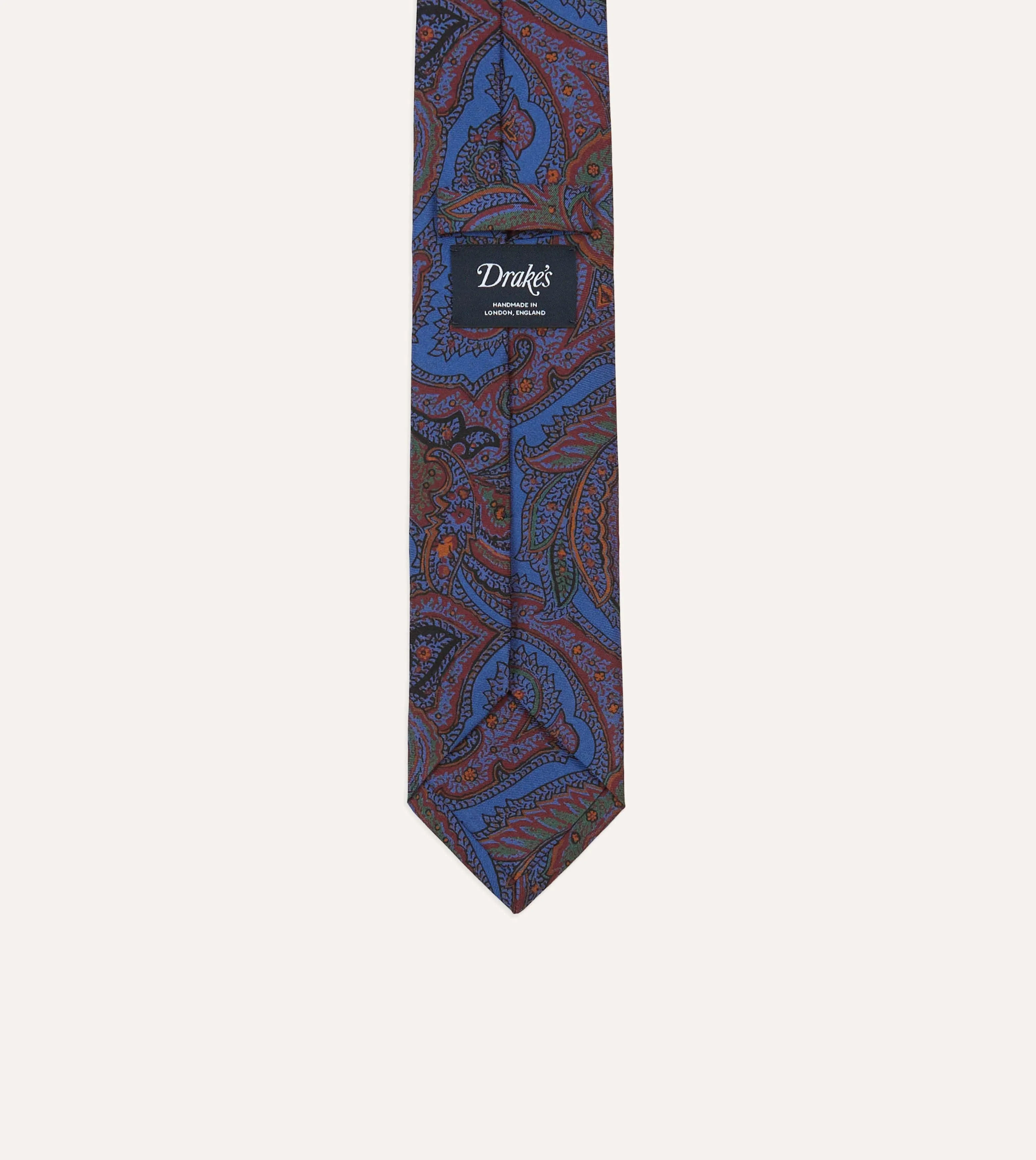 Blue Large Paisley Print Madder Silk Self-Tipped Tie sold by Drake's London product image thumbnail 4