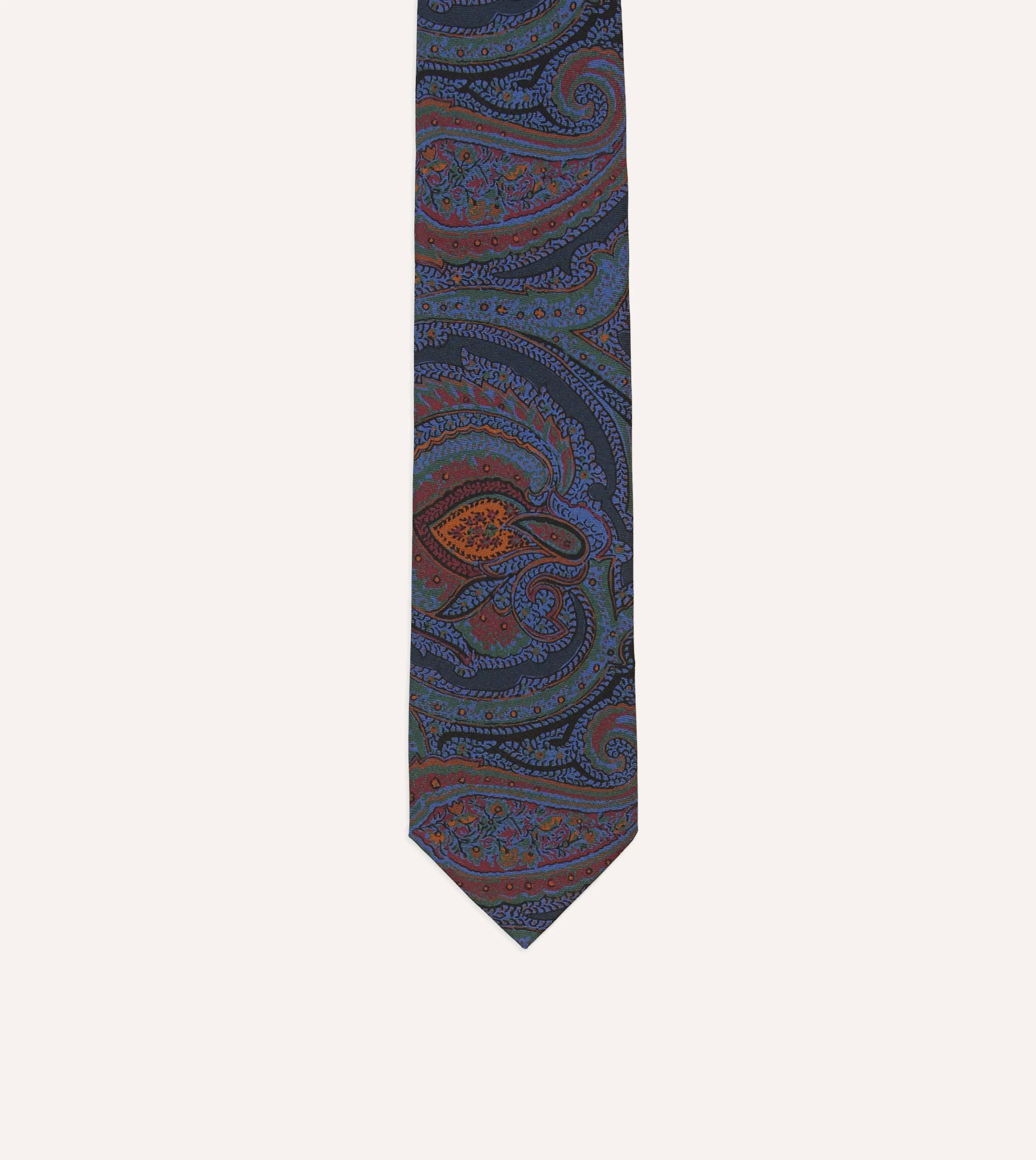 Navy Large Paisley Print Madder Silk Self-Tipped Tie sold by Drake's London product image thumbnail 3