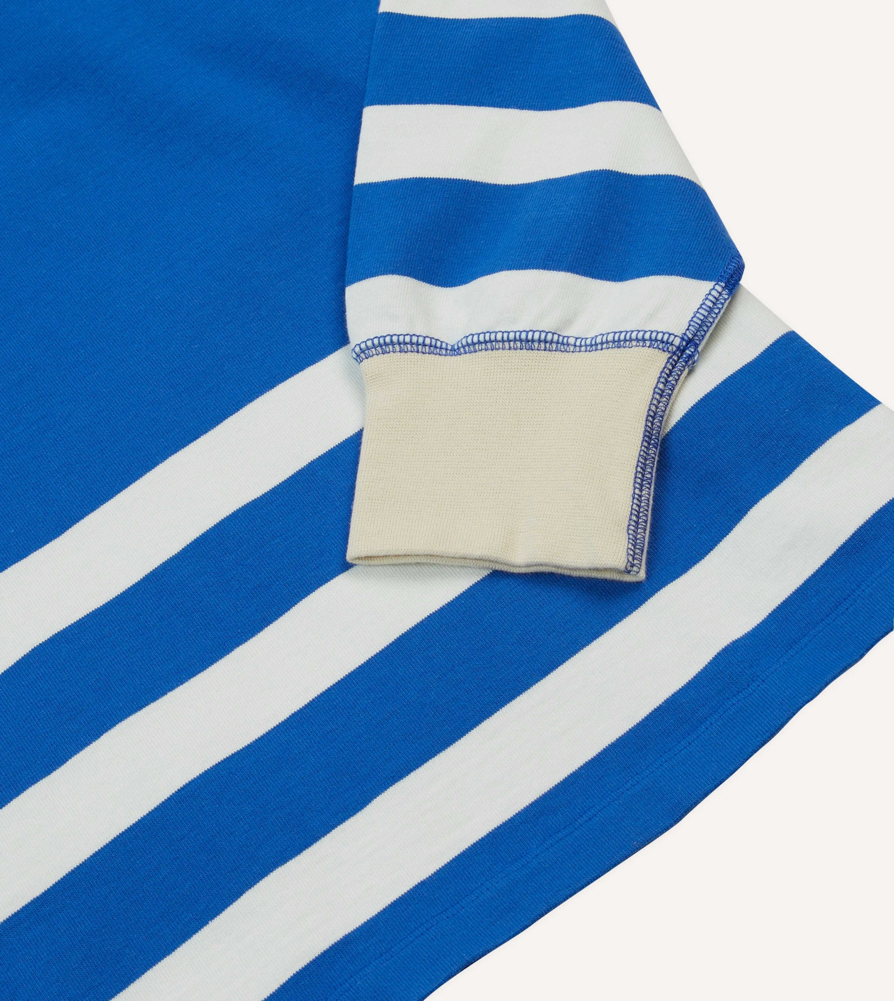 Blue and White Dual Stripe Cotton Rugby Shirt sold by Drake's London product image thumbnail 5