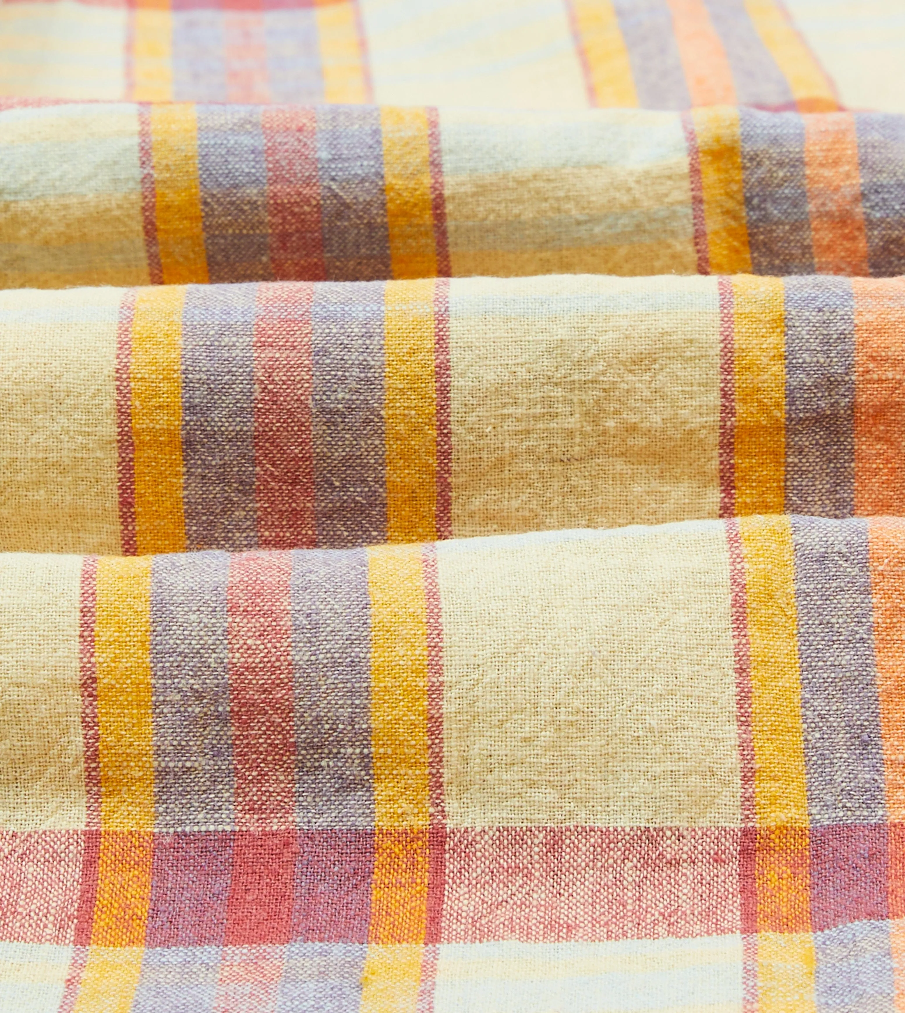 Yellow and Red Madras Check Cotton-Linen Button-Down Shirt sold by Drake's London product image thumbnail 2