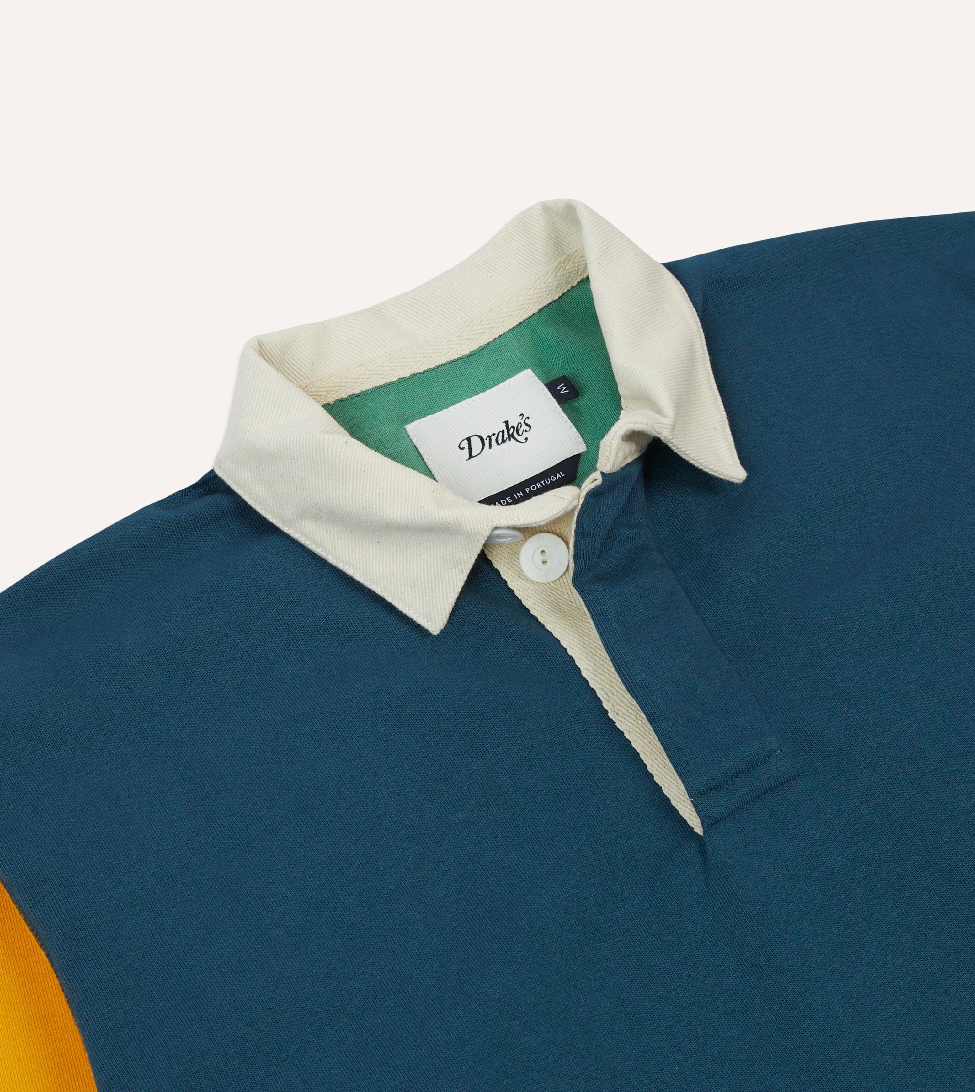 Navy, Yellow, Red and Green Colourblock Cotton Rugby Shirt sold by Drake's London product image thumbnail 3