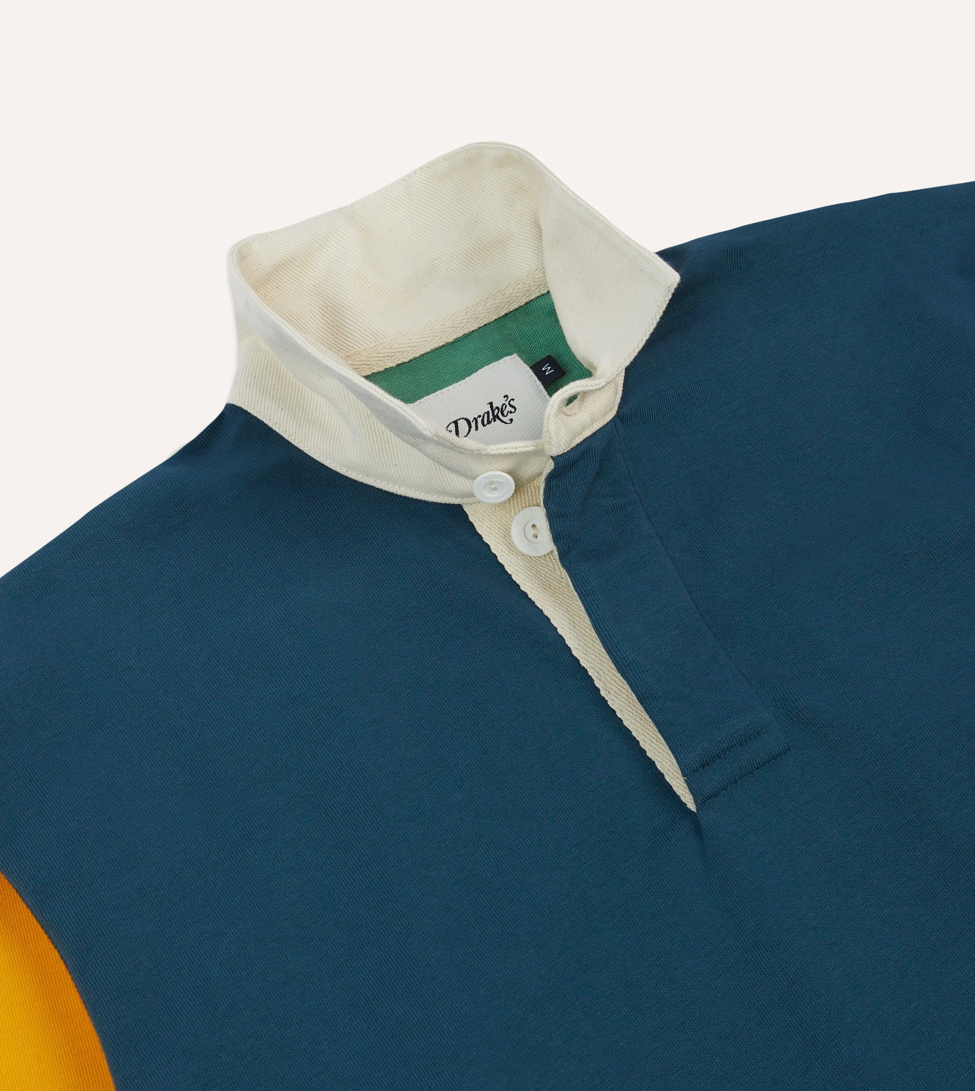 Navy, Yellow, Red and Green Colourblock Cotton Rugby Shirt sold by Drake's London product image thumbnail 4