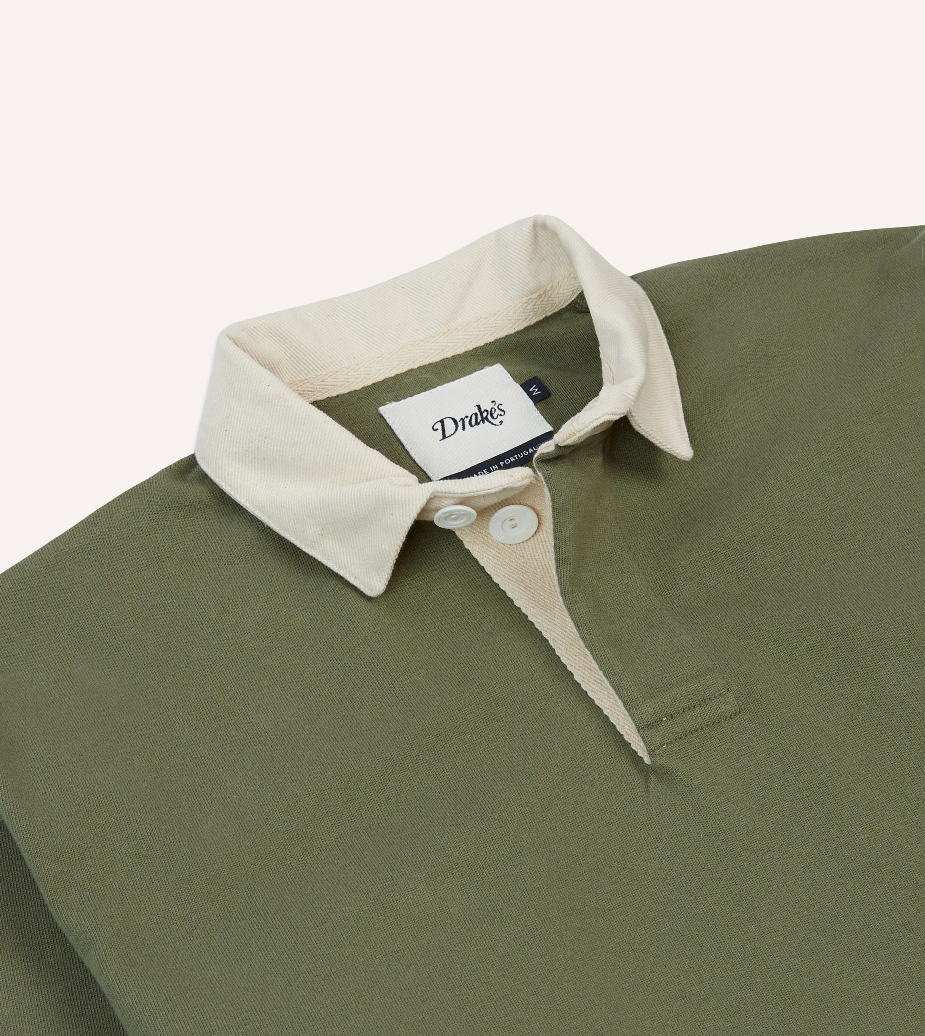 Khaki, Burgundy and Ecru Half Striped Cotton Rugby Shirt sold by Drake's London product image thumbnail 3