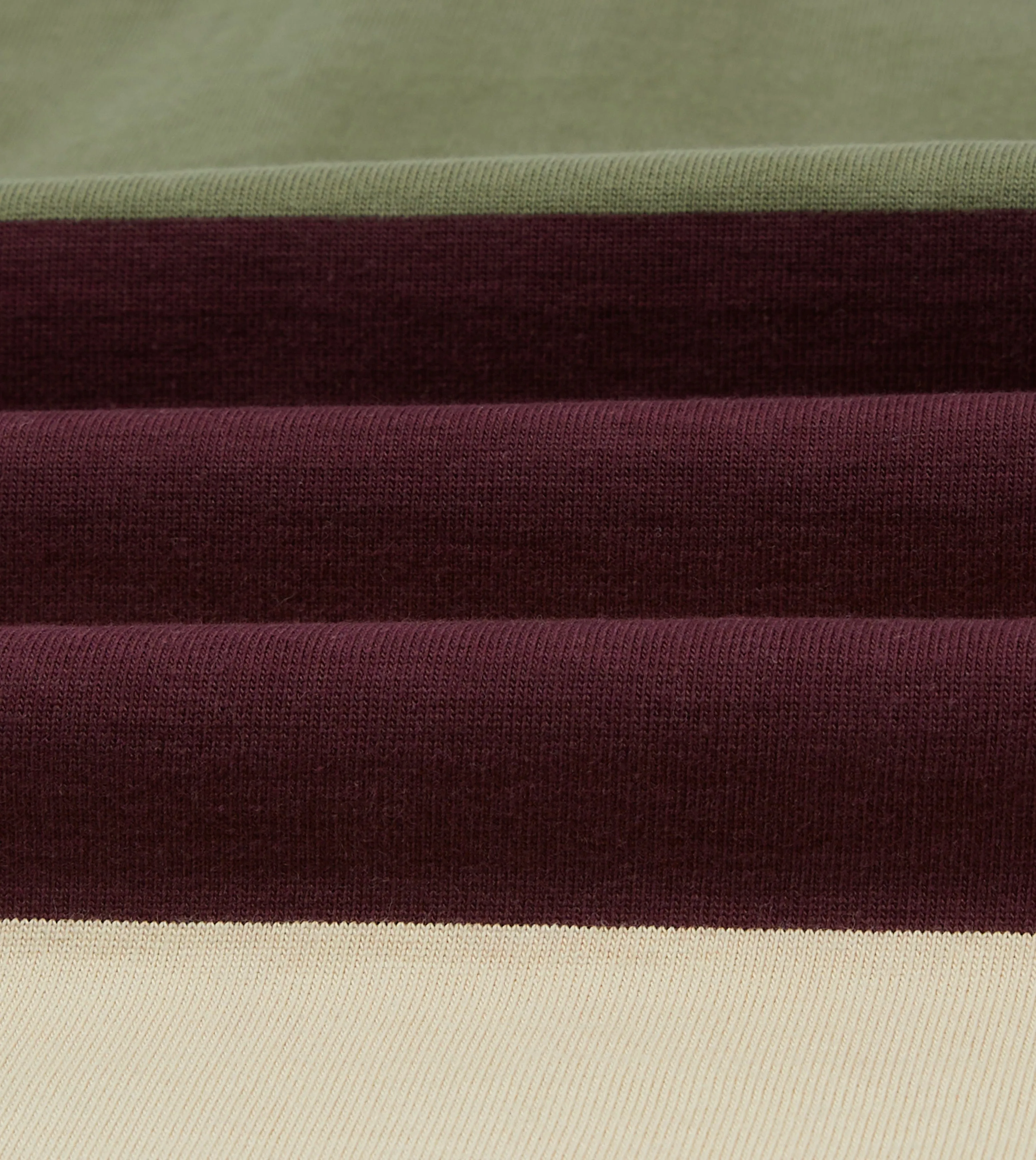 Khaki, Burgundy and Ecru Half Striped Cotton Rugby Shirt sold by Drake's London product image thumbnail 2