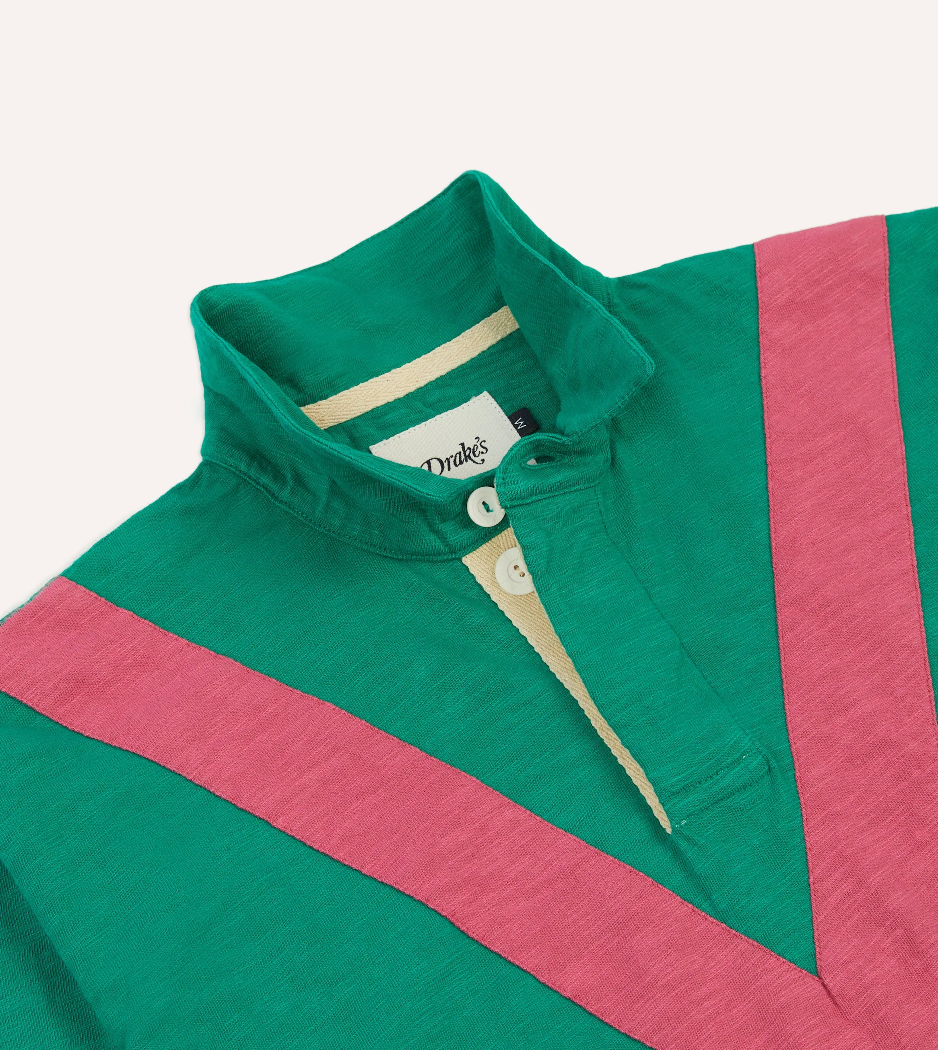 Green and Pink Chevron Flamé Cotton Rugby Shirt sold by Drake's London product image thumbnail 4