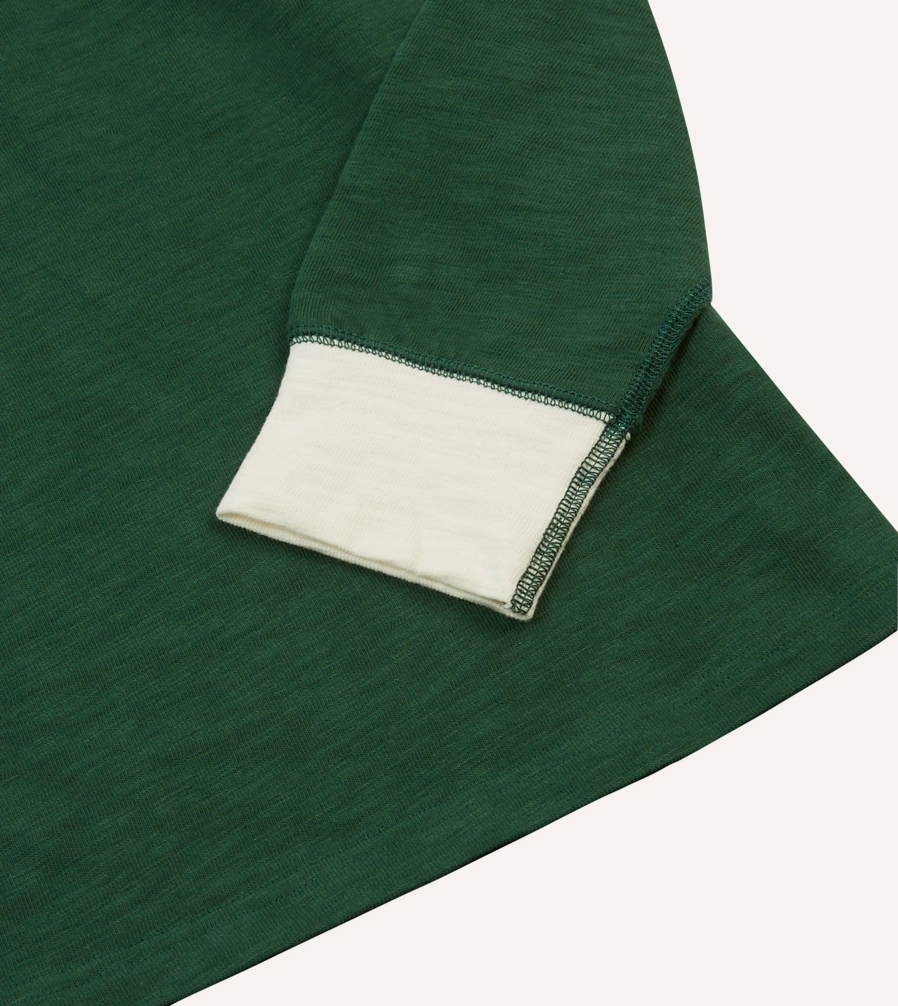 Green and Ecru Chevron Flamé Cotton Rugby Shirt sold by Drake's London product image thumbnail 5