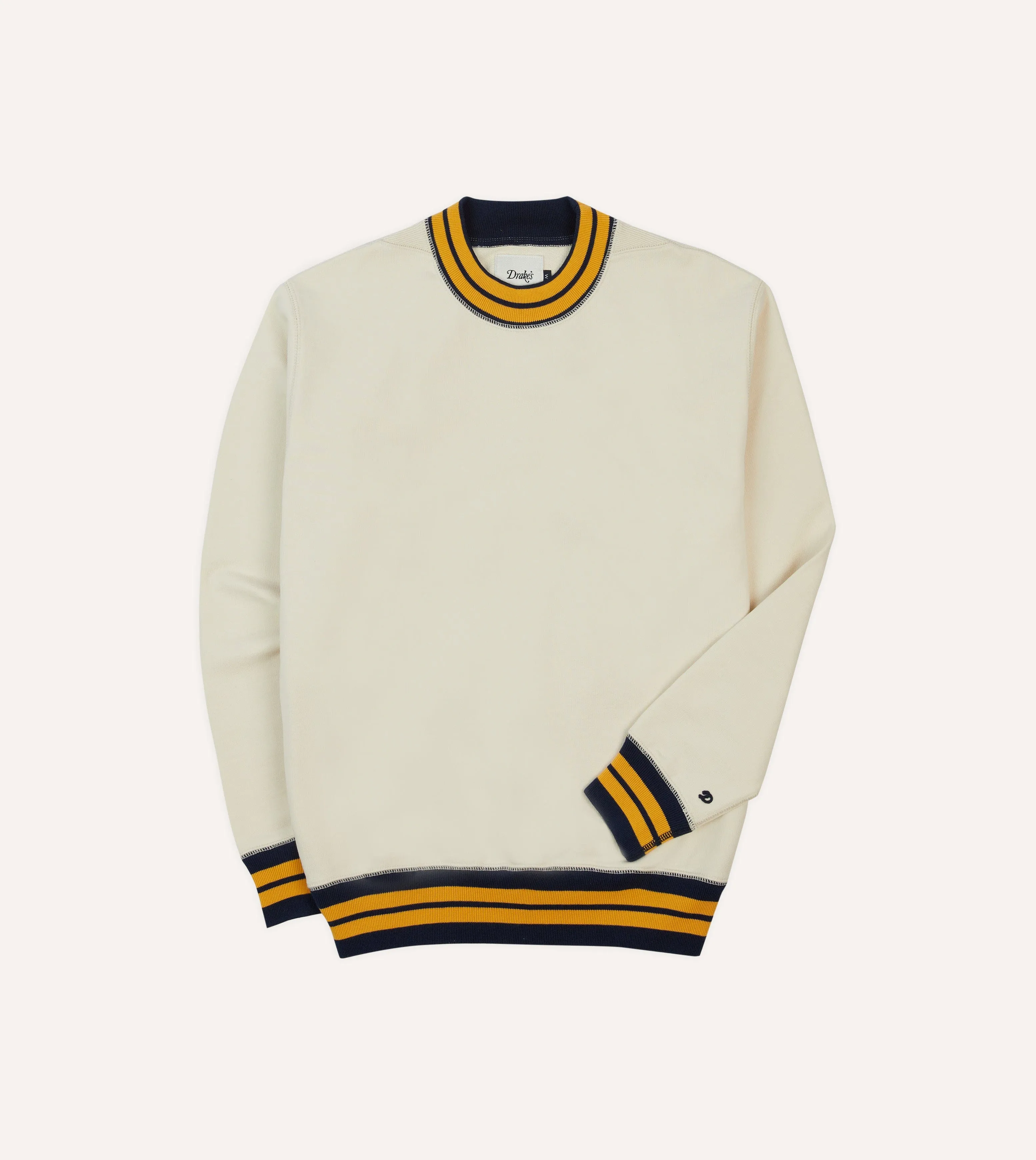 Ecru, Navy and Yellow Striped Rib Cotton Jersey Sweatshirt sold by Drake's London