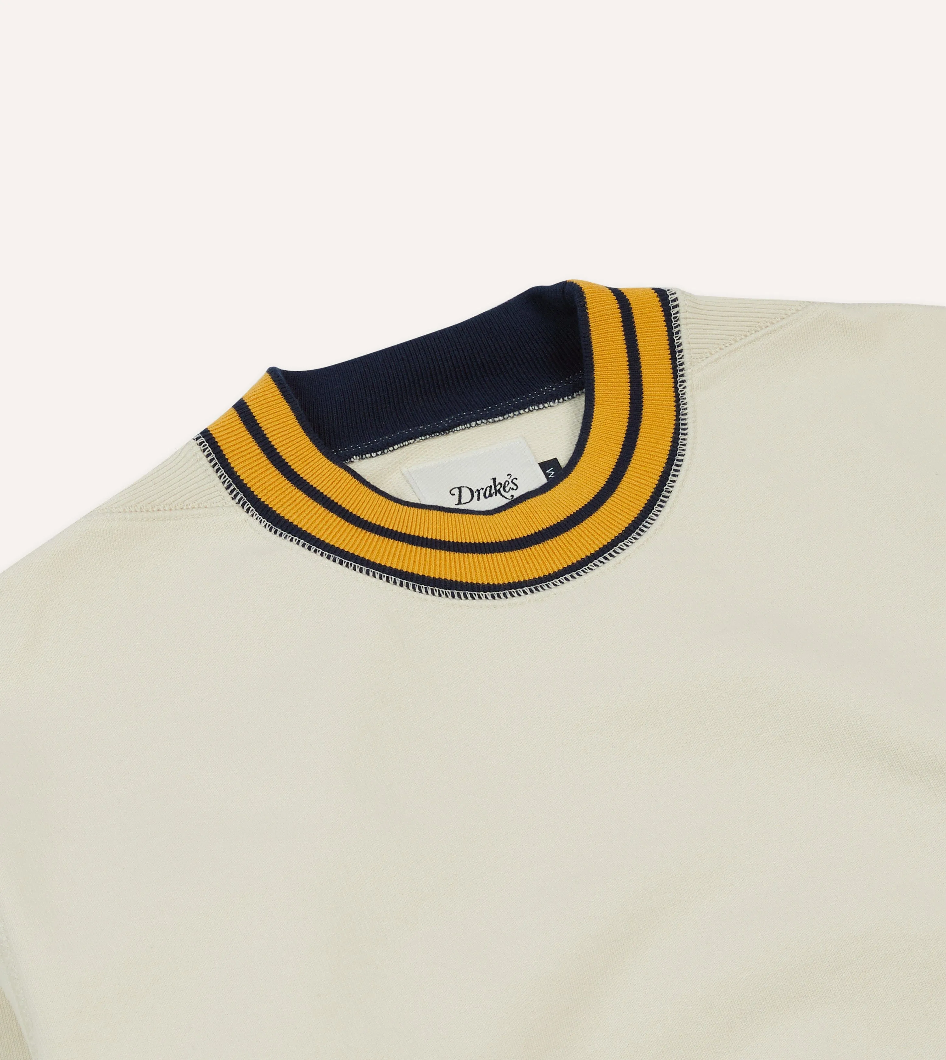 Ecru, Navy and Yellow Striped Rib Cotton Jersey Sweatshirt sold by Drake's London product image thumbnail 3