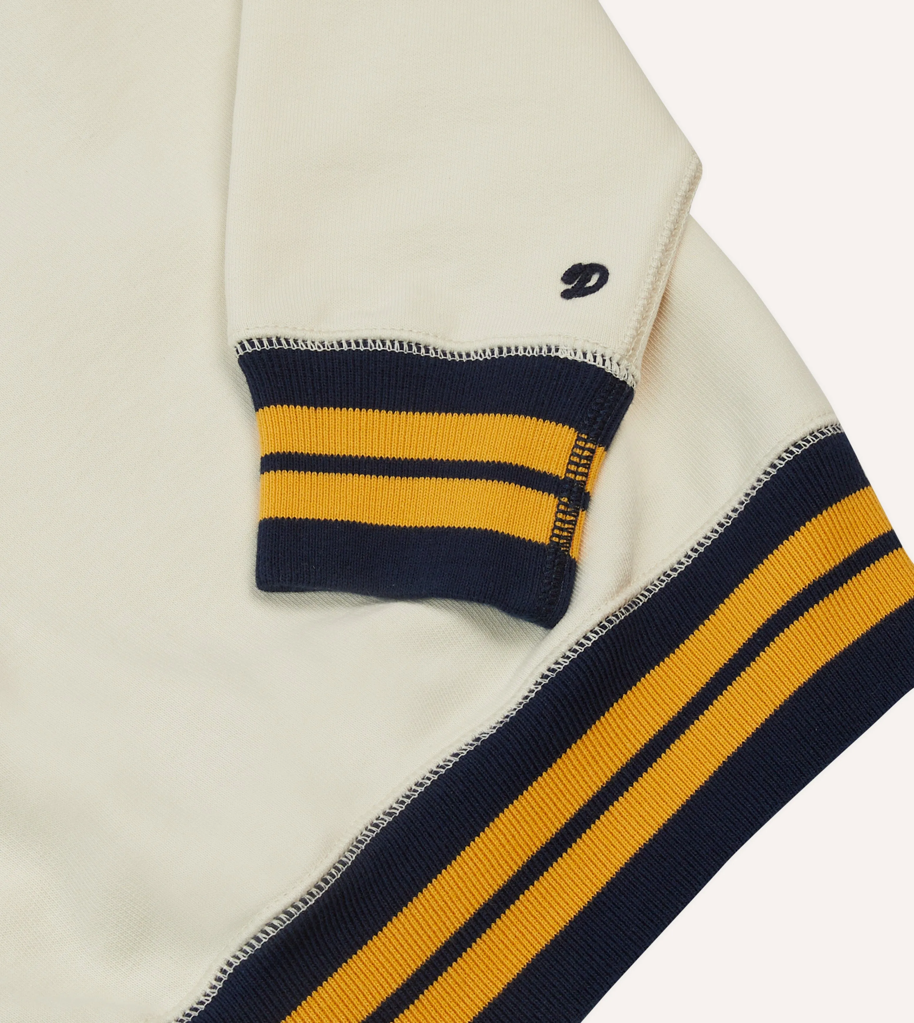 Ecru, Navy and Yellow Striped Rib Cotton Jersey Sweatshirt sold by Drake's London product image thumbnail 4