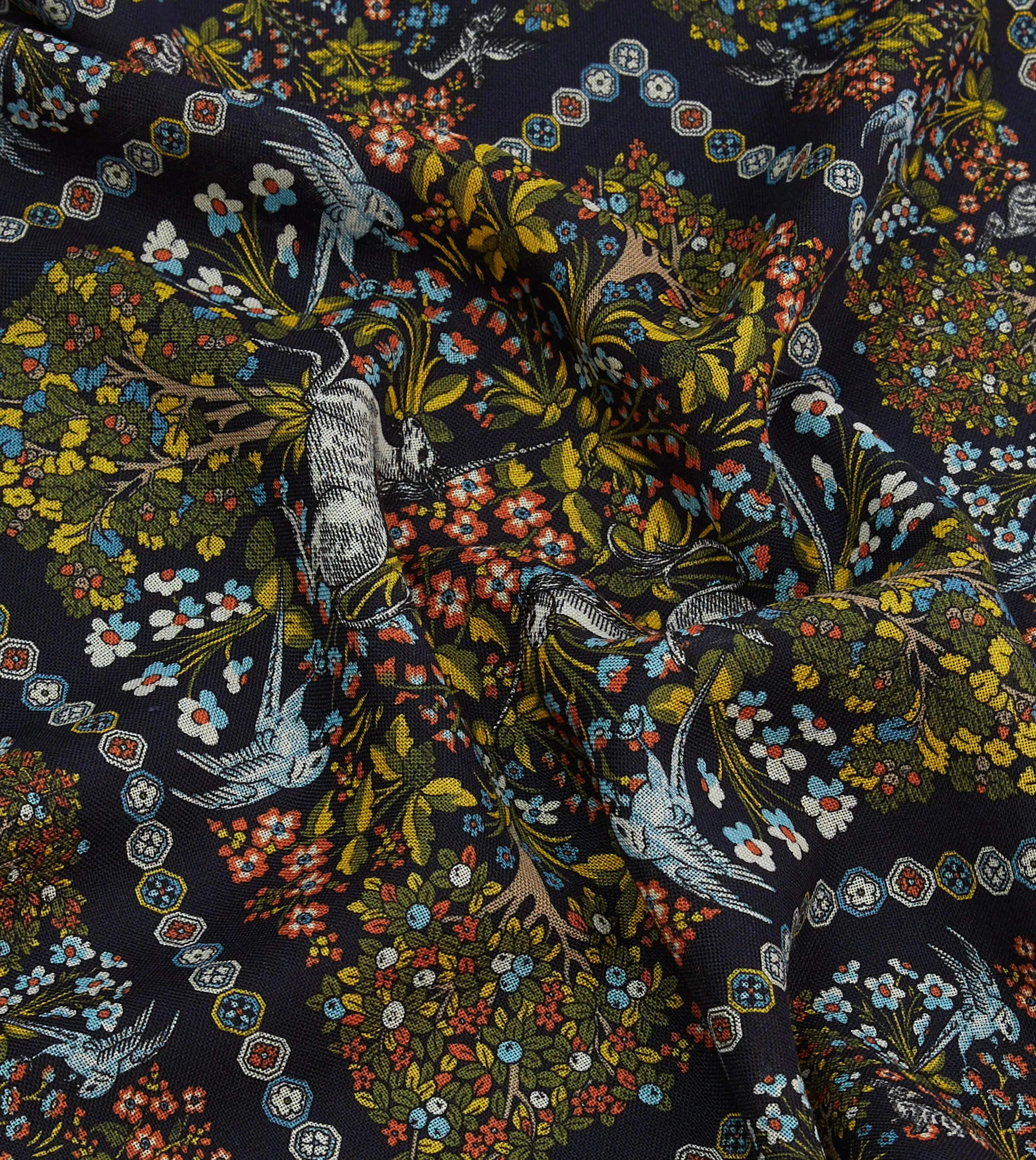 Orange Floral Unicorn Print Wool-Silk Pocket Square sold by Drake's London product image thumbnail 2