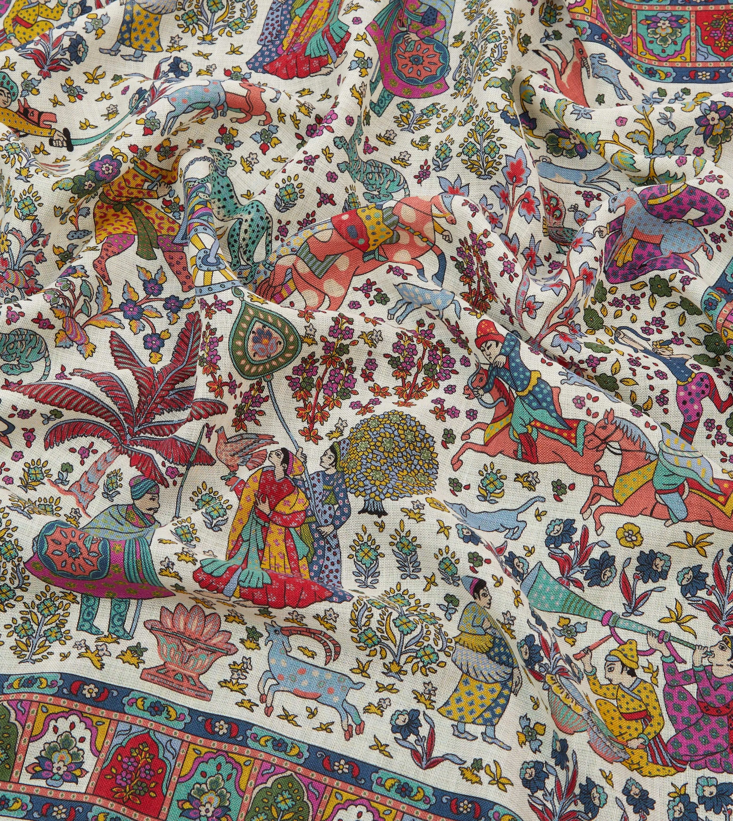 Ecru Floral Mughal Print Wool-Silk Bandana sold by Drake's London product image thumbnail 2