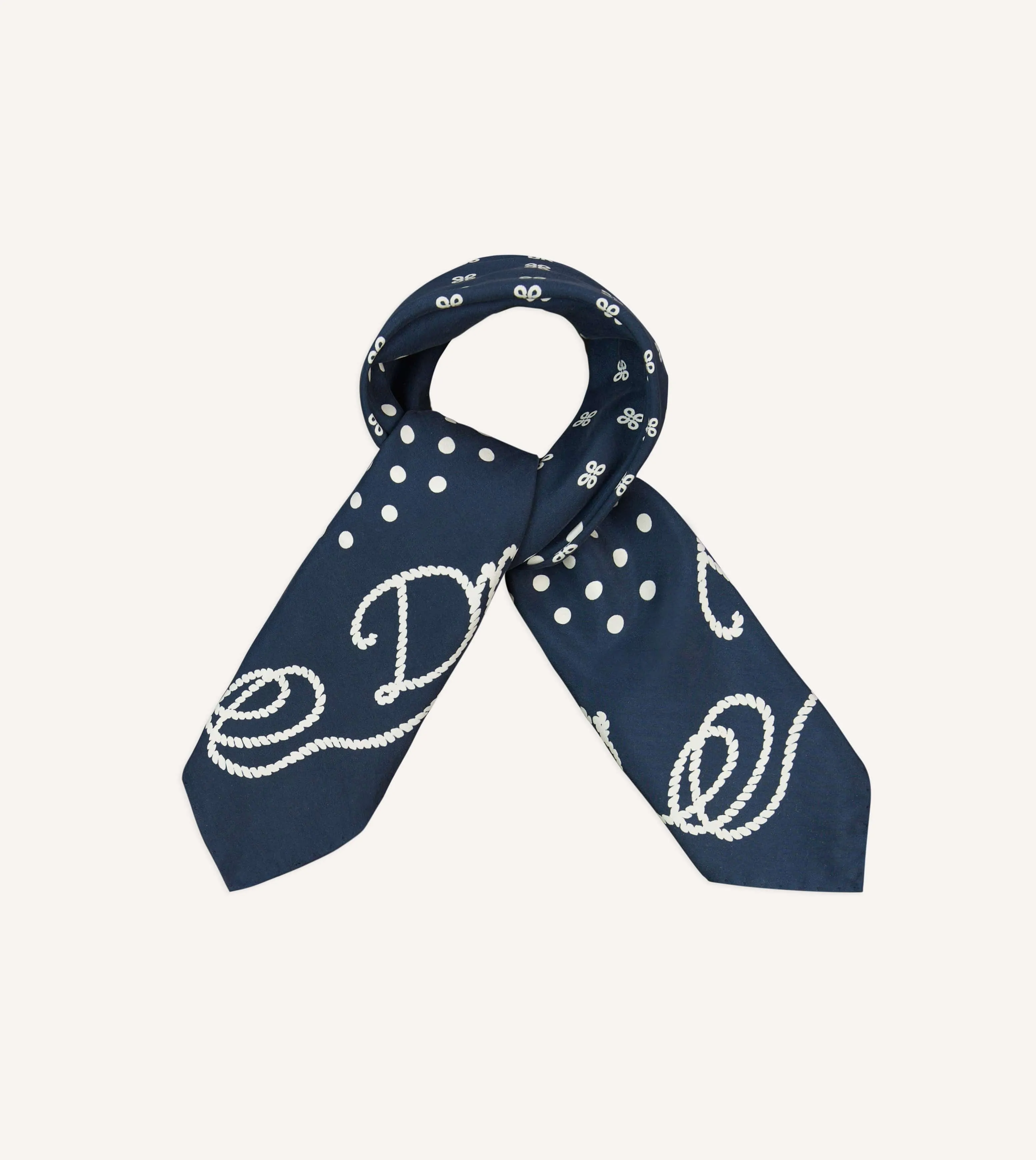 Navy Rope Border Print Silk Bandana sold by Drake's London product image thumbnail 5