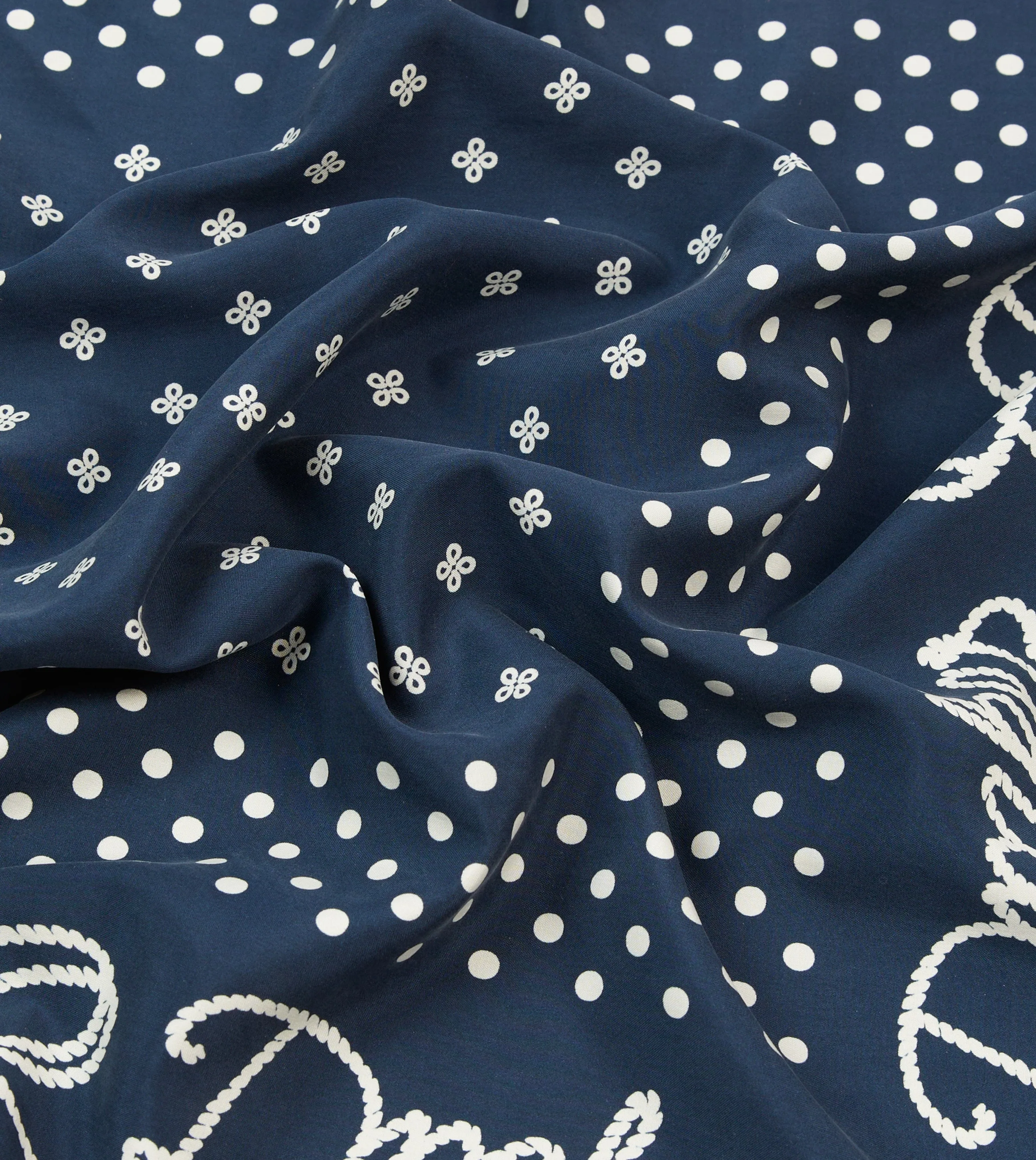 Navy Rope Border Print Silk Bandana sold by Drake's London product image thumbnail 2