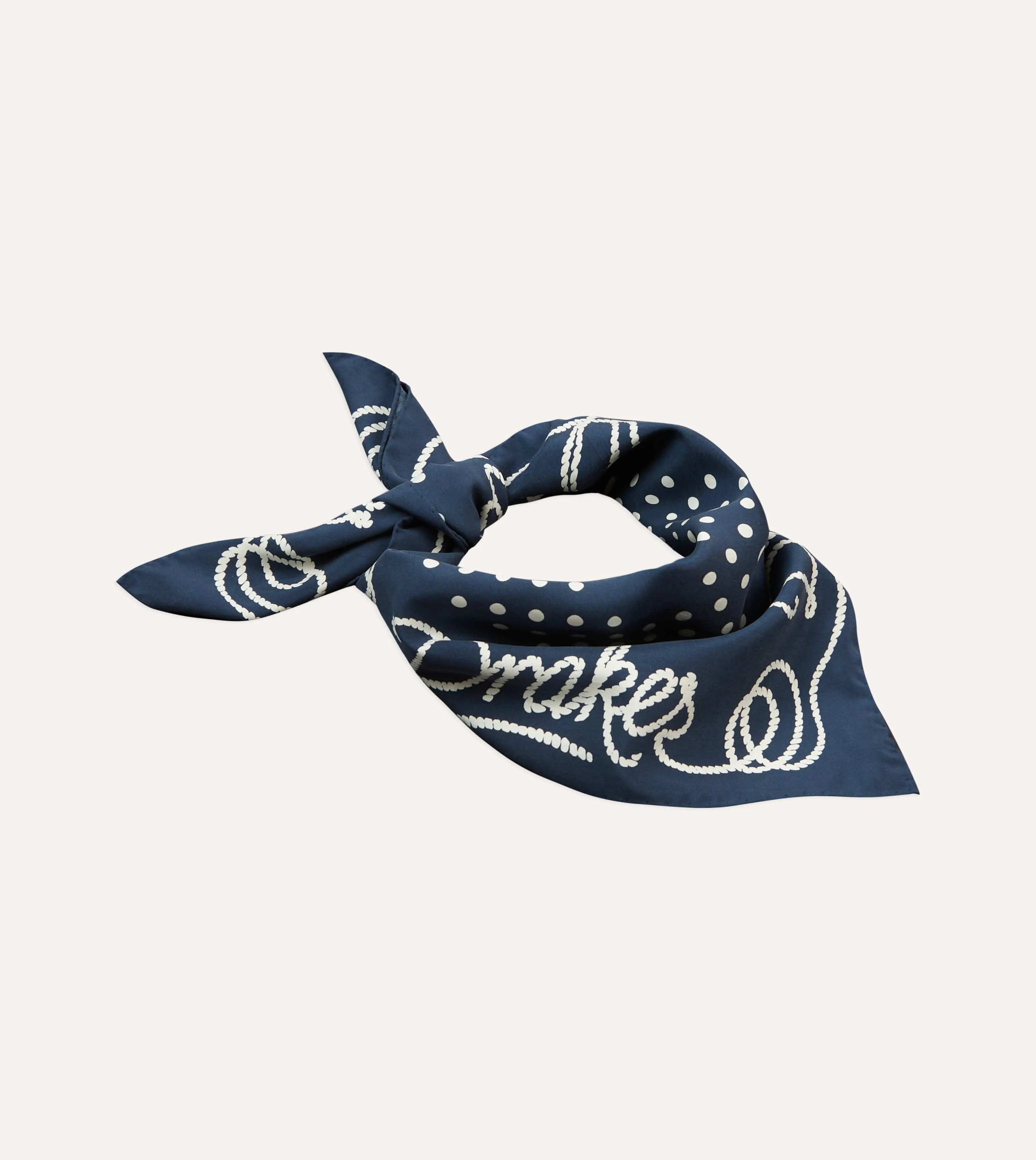 Navy Rope Border Print Silk Bandana sold by Drake's London product image thumbnail 4