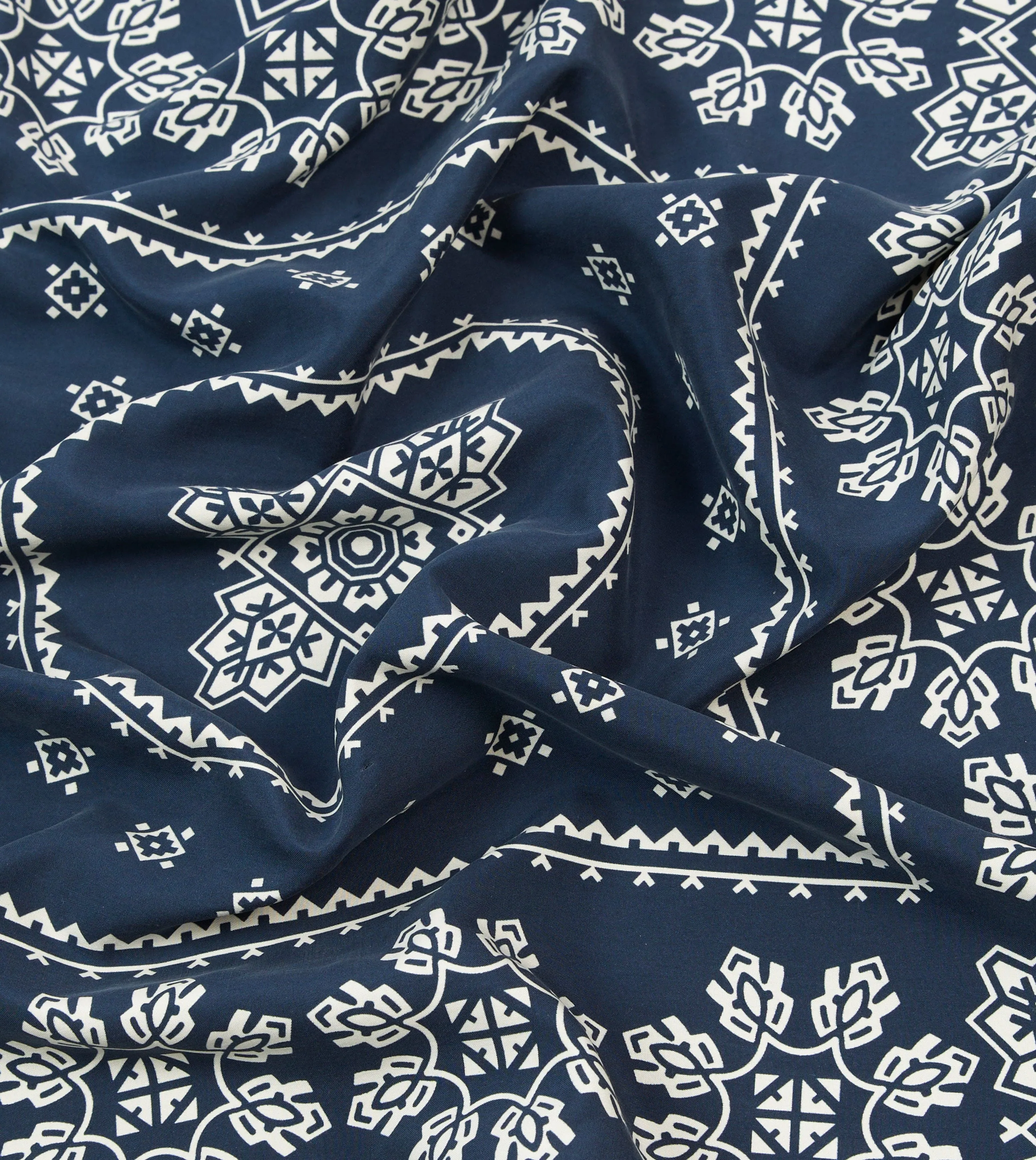 Navy Traditional Print Silk Bandana sold by Drake's London product image thumbnail 2
