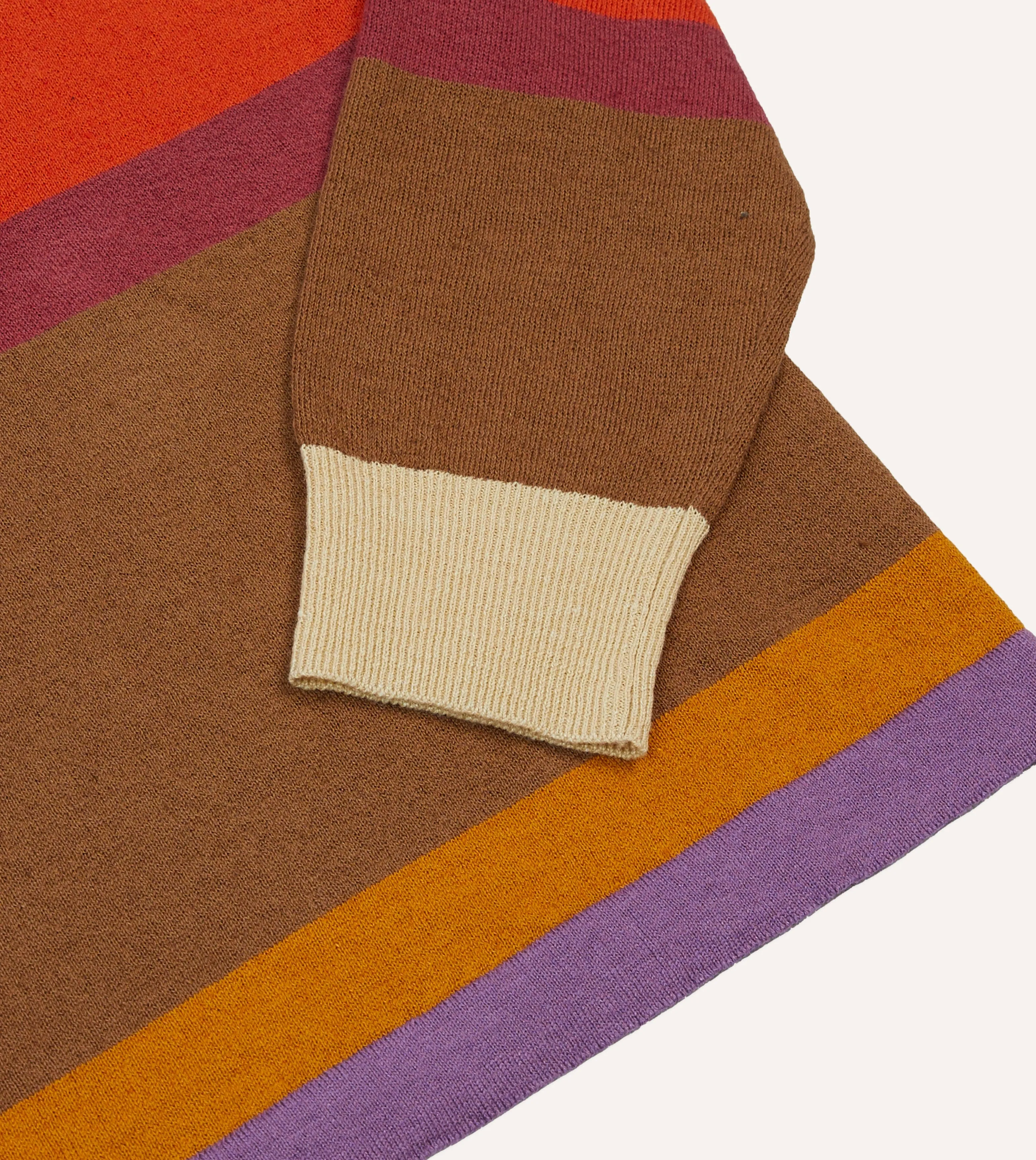 Orange, Brown and Purple Linen Cotton Knitted Rugby Shirt sold by Drake's London product image thumbnail 4