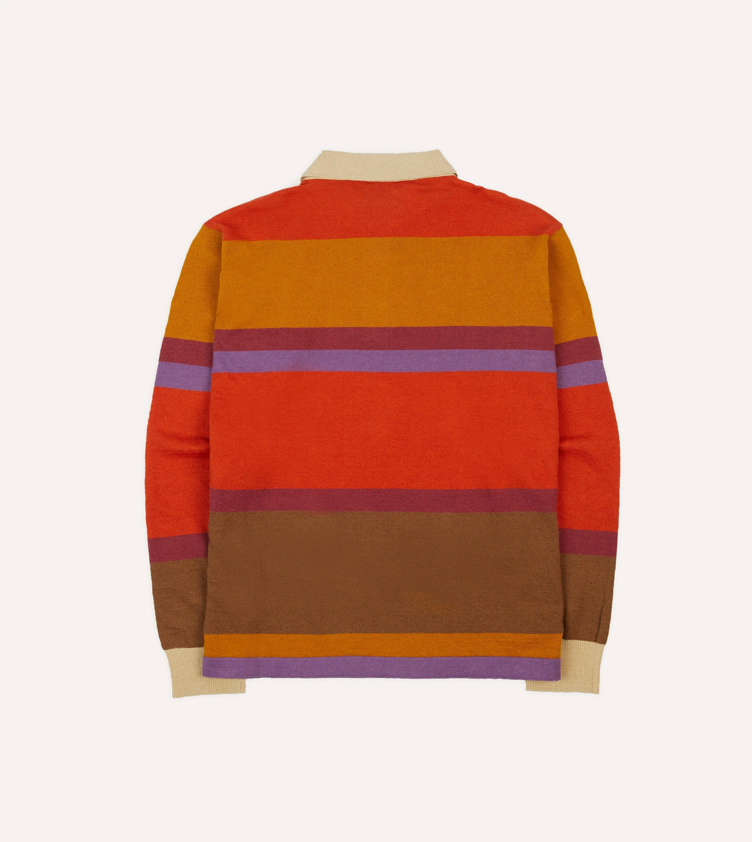 Orange, Brown and Purple Linen Cotton Knitted Rugby Shirt sold by Drake's London product image thumbnail 5