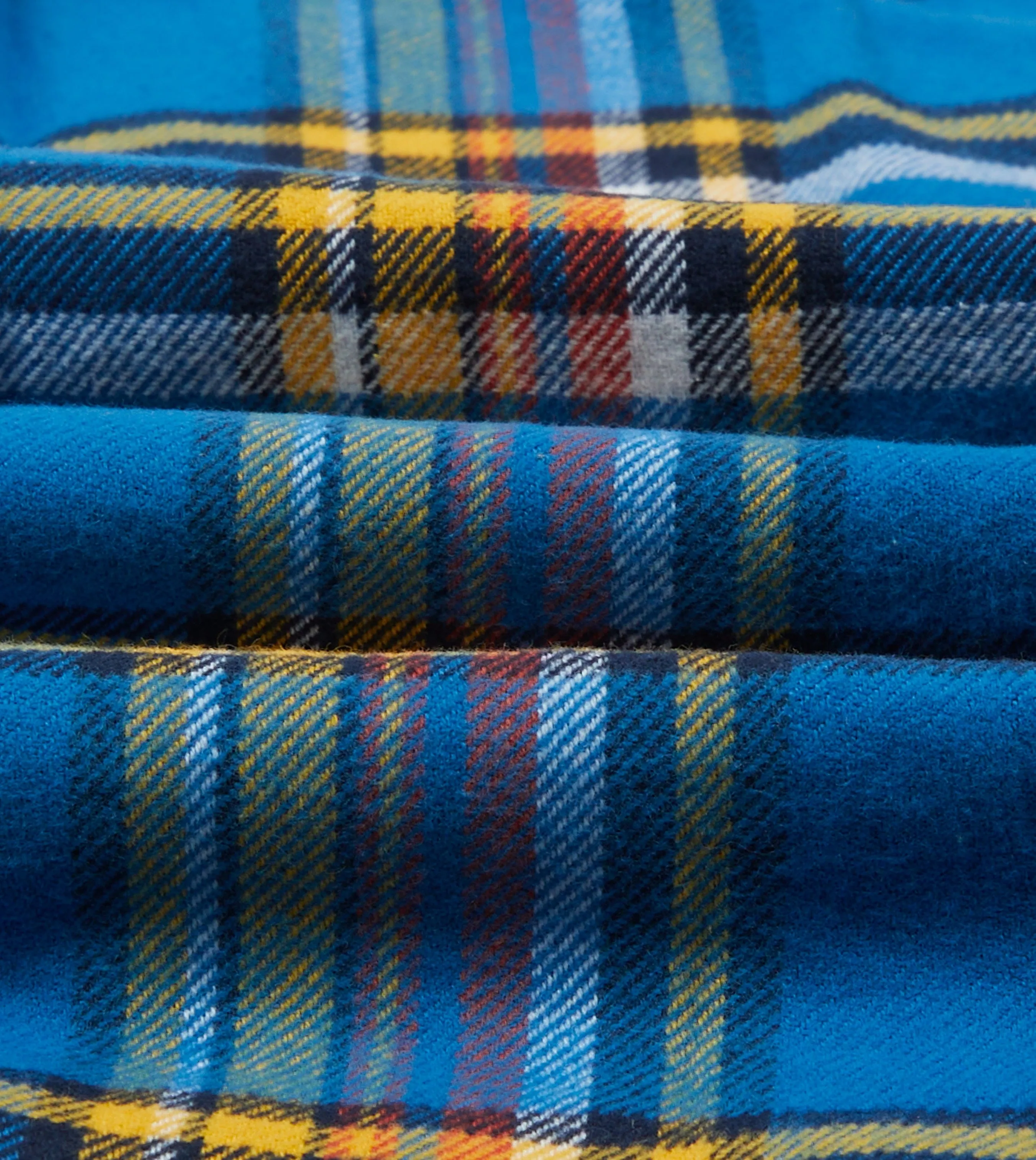 Blue and Yellow Check Brushed Cotton Two-Pocket Work Shirt sold by Drake's London product image thumbnail 2