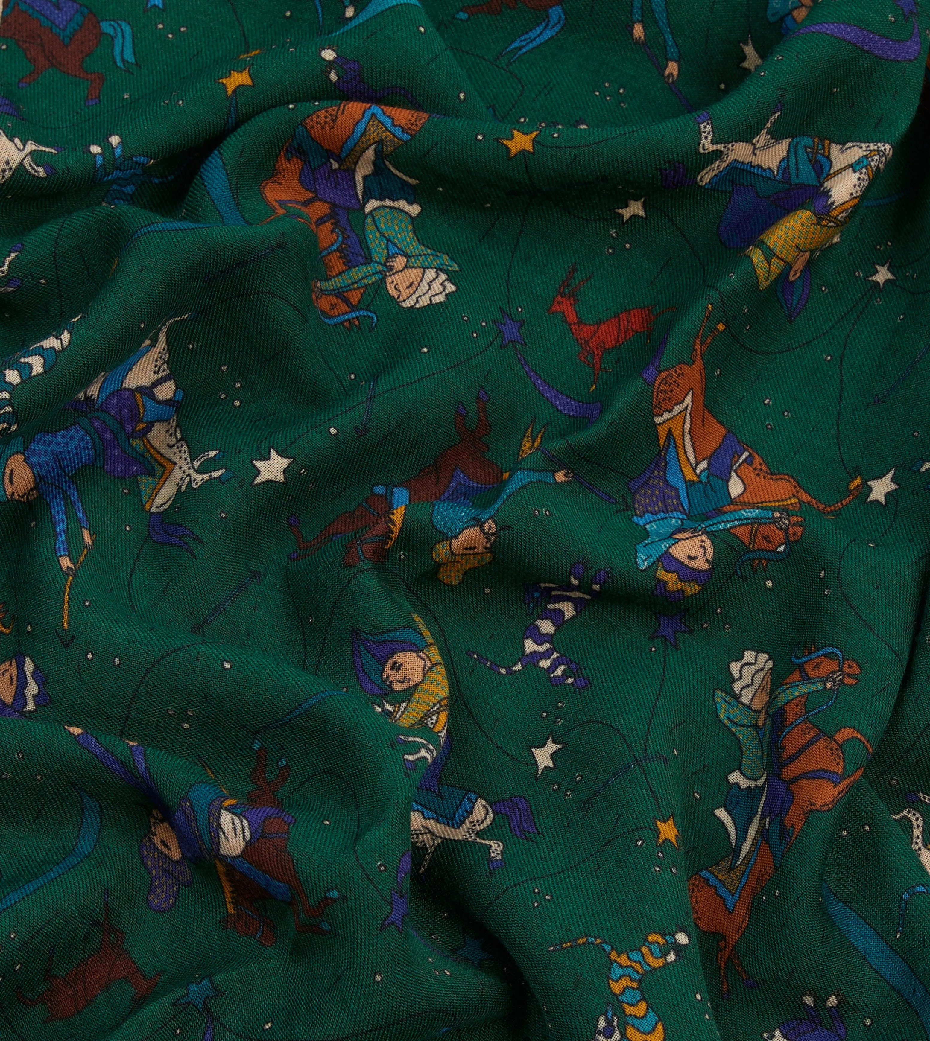 Green Mughal and Stars Print Wool Scarf sold by Drake's London product image thumbnail 2
