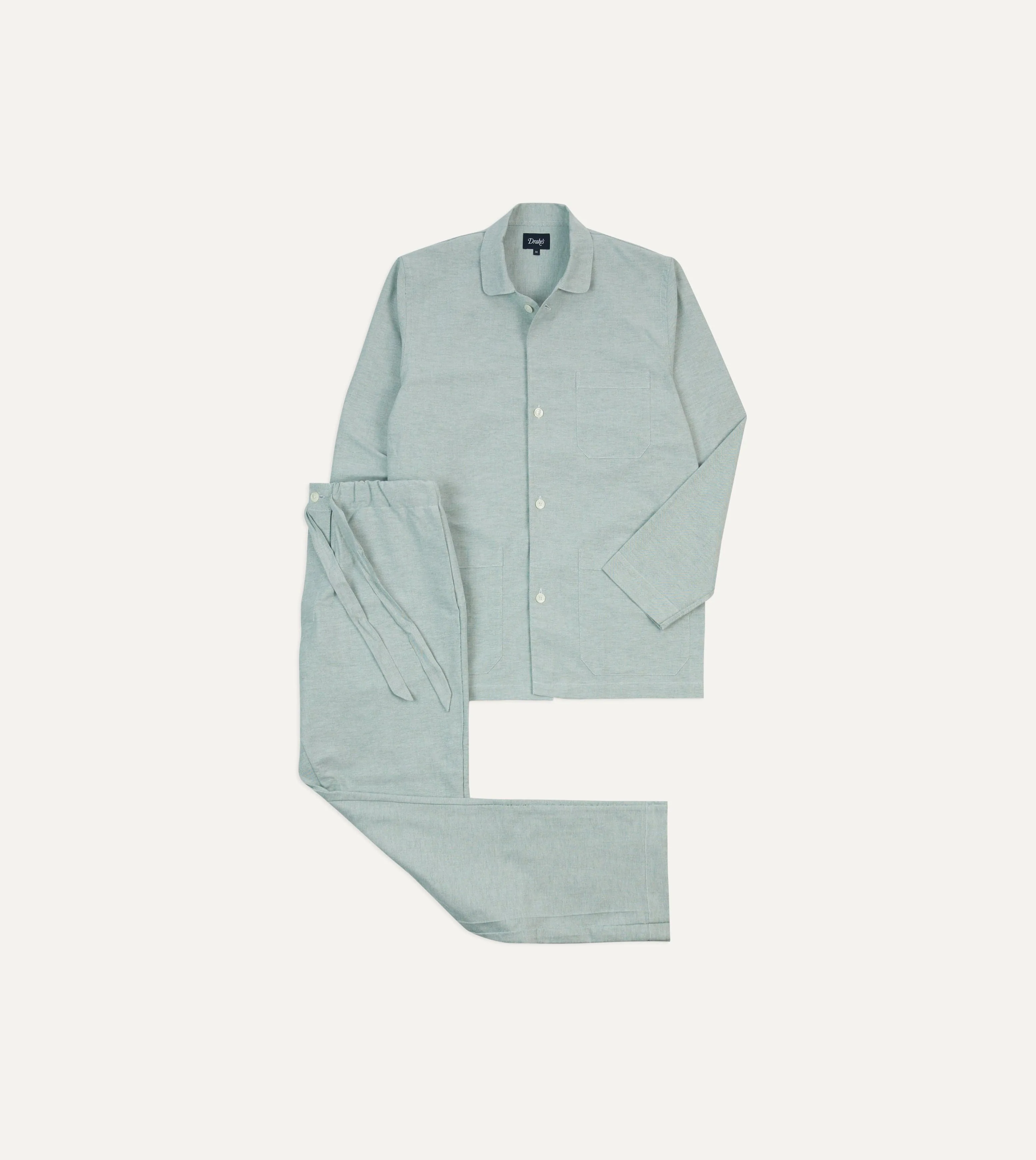 Green Oxford Cotton Pyjama Set sold by Drake's London