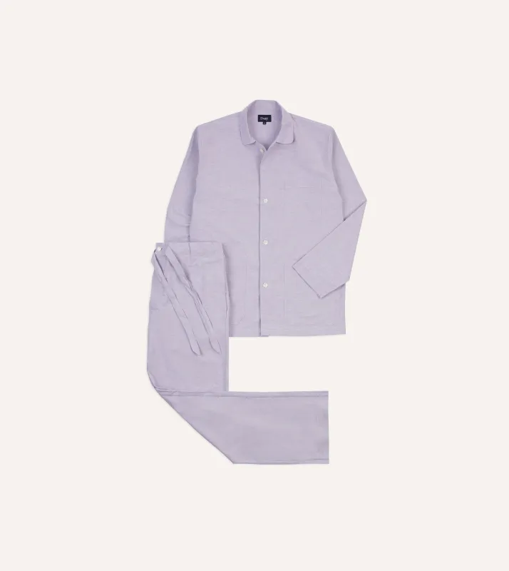 Lilac Oxford Cotton Pyjama Set sold by Drake's London