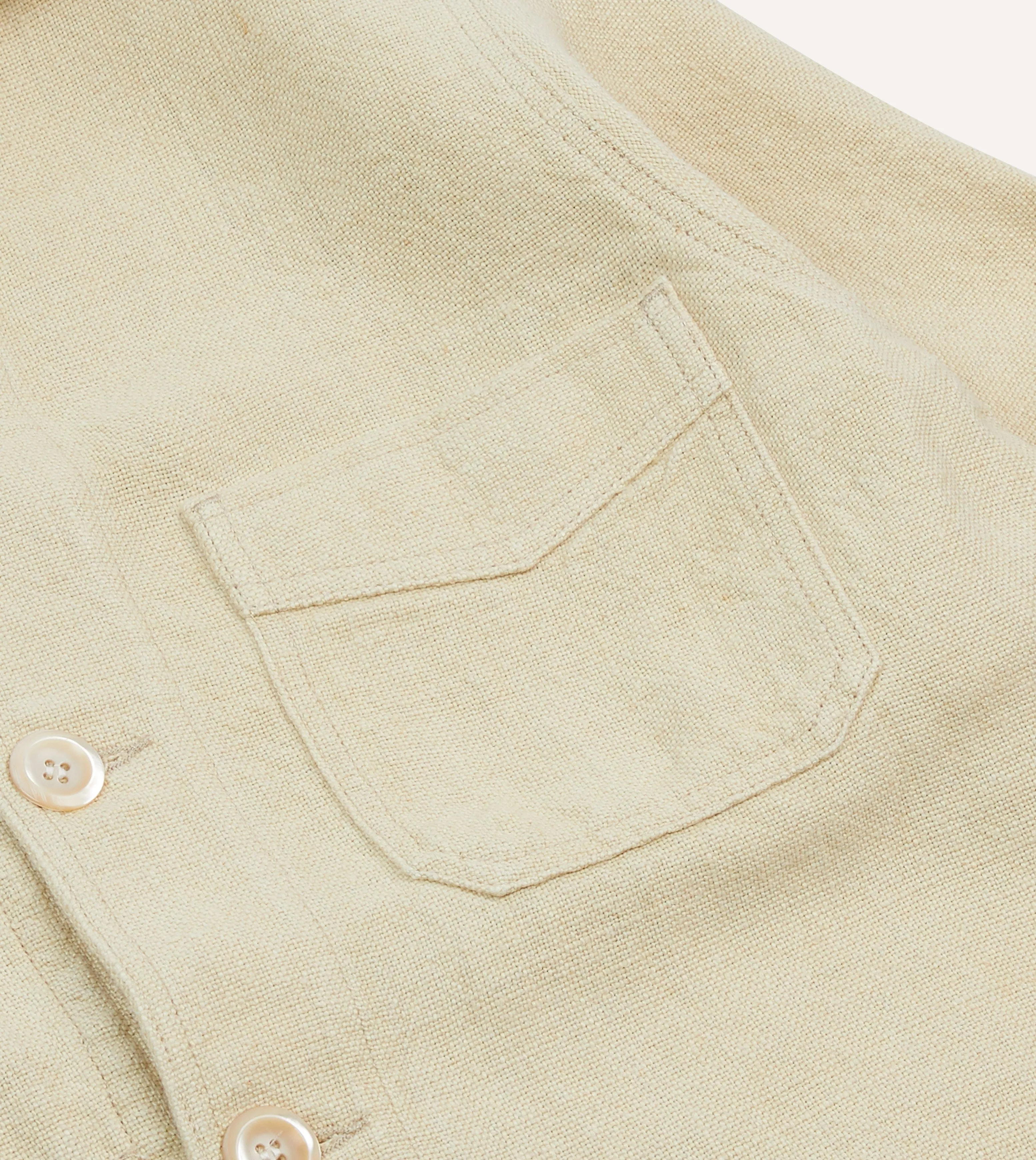 Ecru Linen Five-Pocket Chore Jacket sold by Drake's London product image thumbnail 4