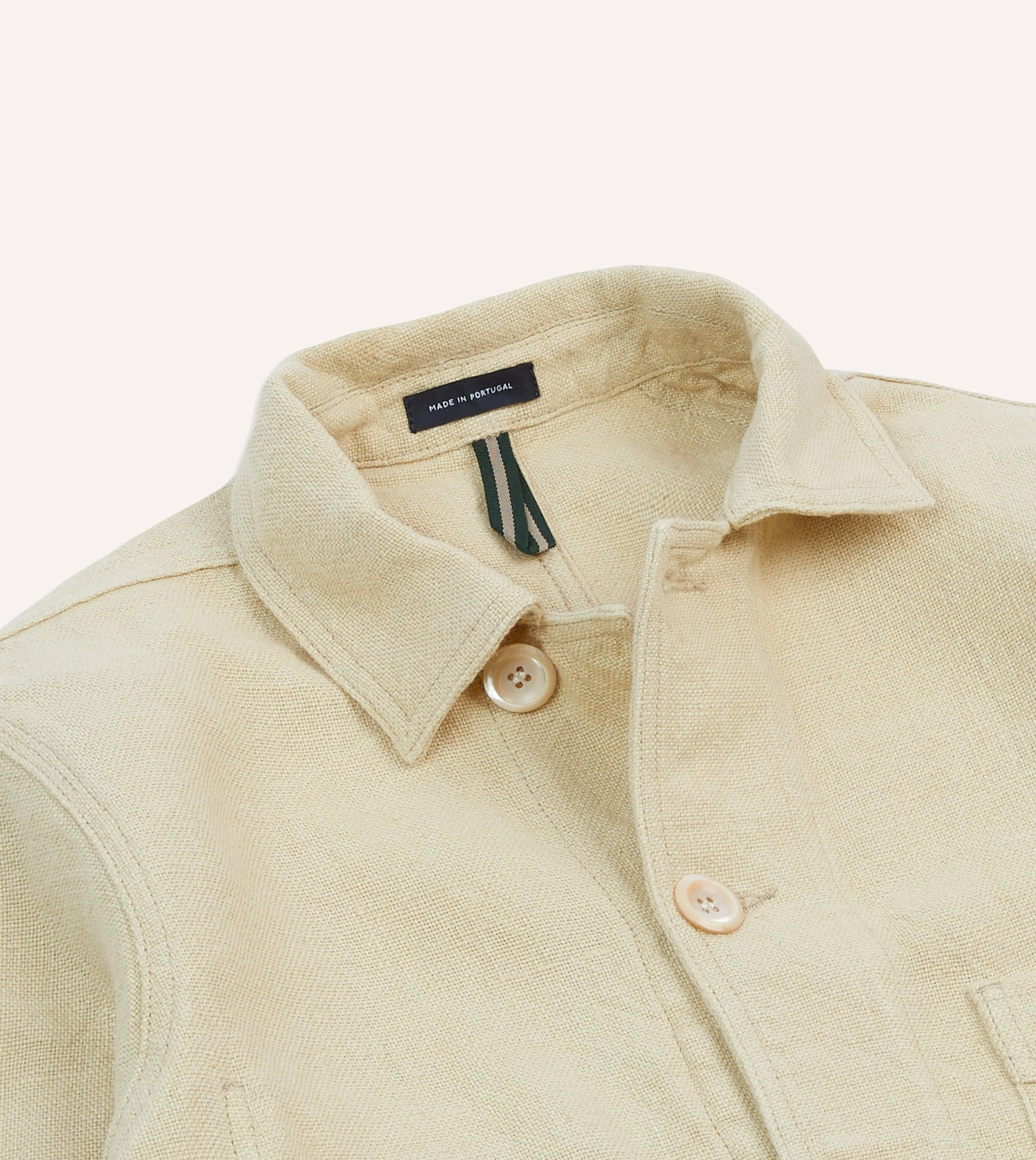 Ecru Linen Five-Pocket Chore Jacket sold by Drake's London product image thumbnail 3