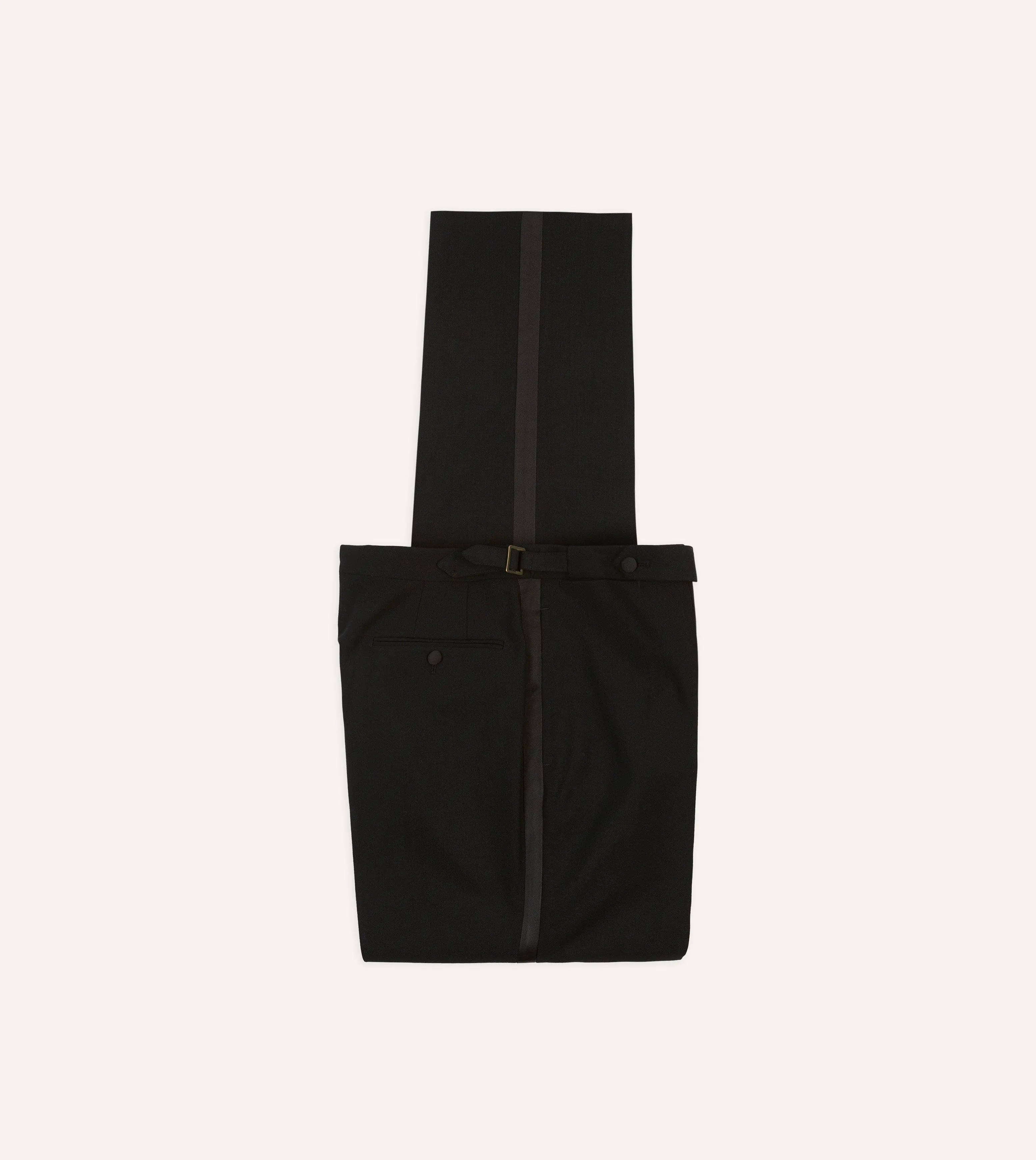 Black Wool Shawl Collar Tuxedo Trousers sold by Drake's London