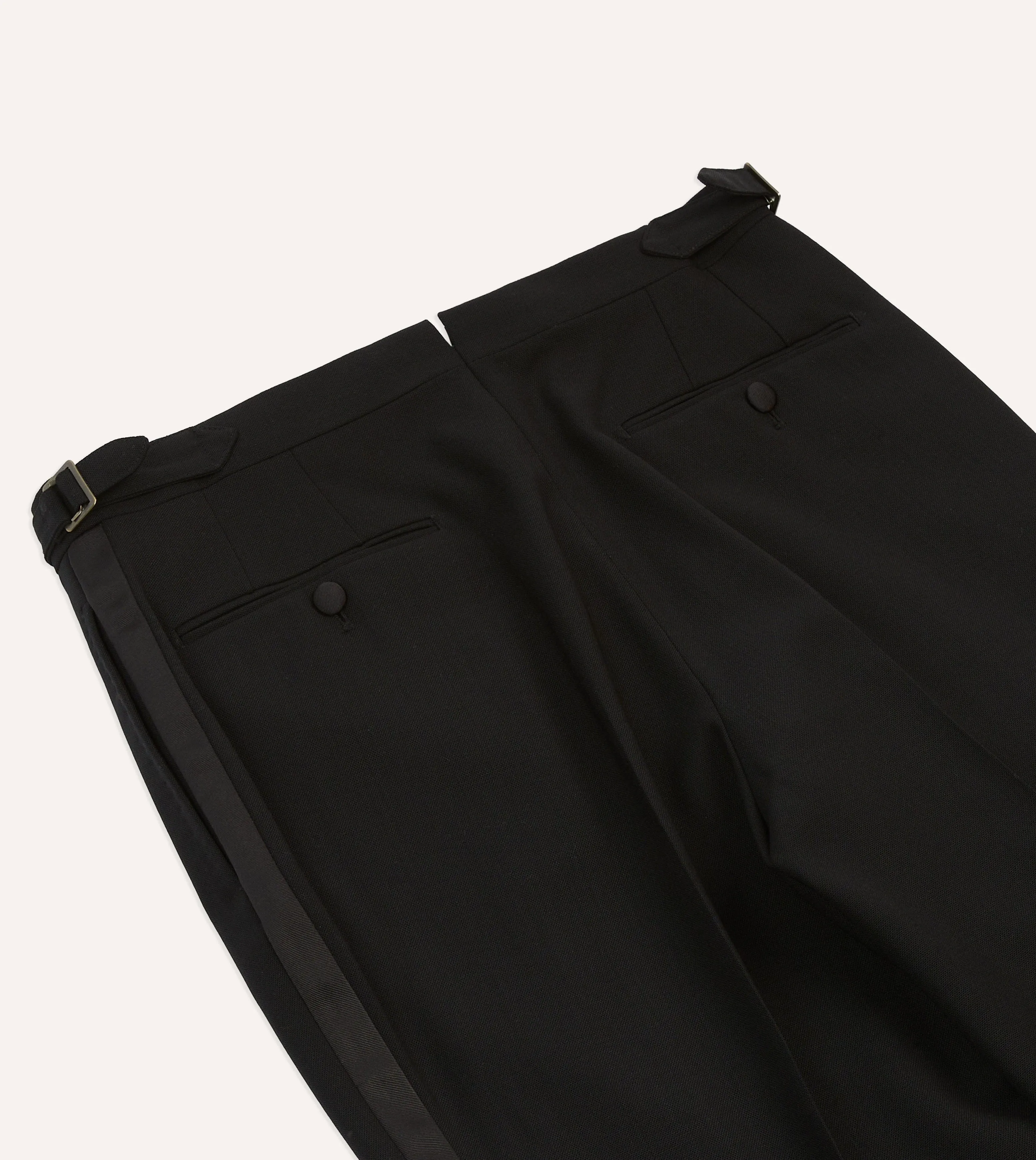 Black Wool Shawl Collar Tuxedo Trousers sold by Drake's London product image thumbnail 5