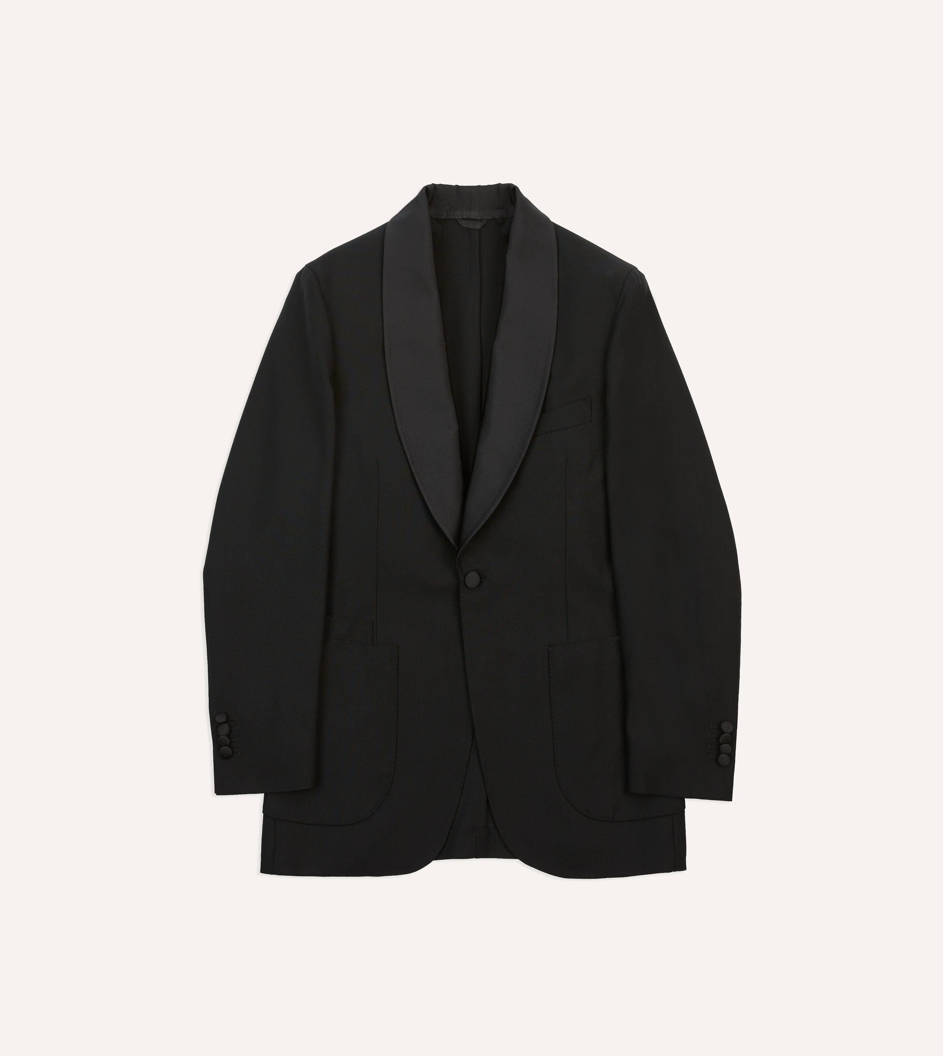 Black Wool Shawl Collar Tuxedo Blazer sold by Drake's London