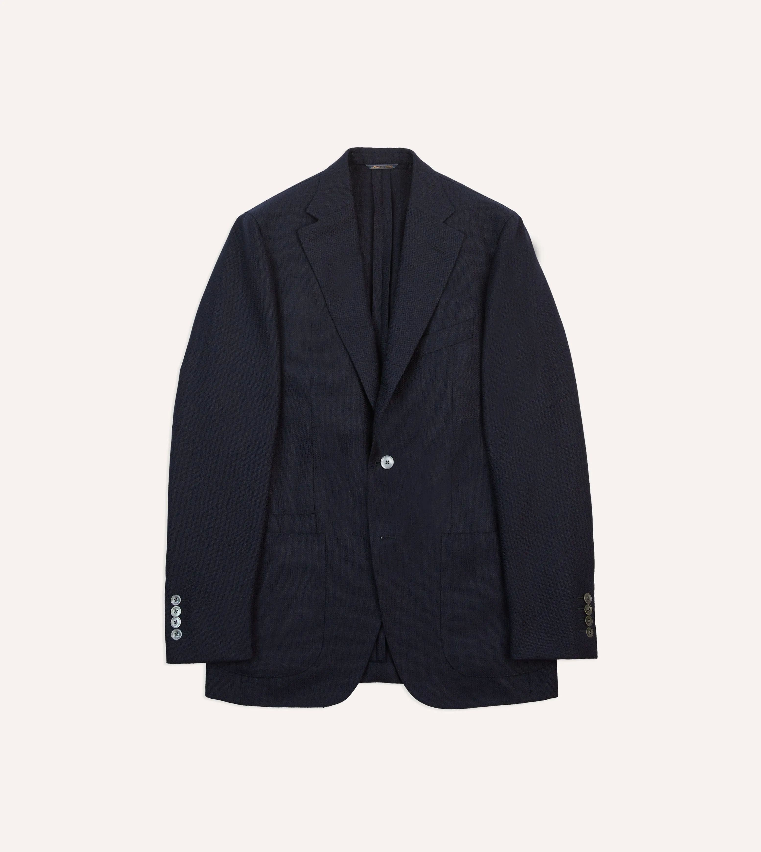 Navy Wool Hopsack Blazer sold by Drake's London