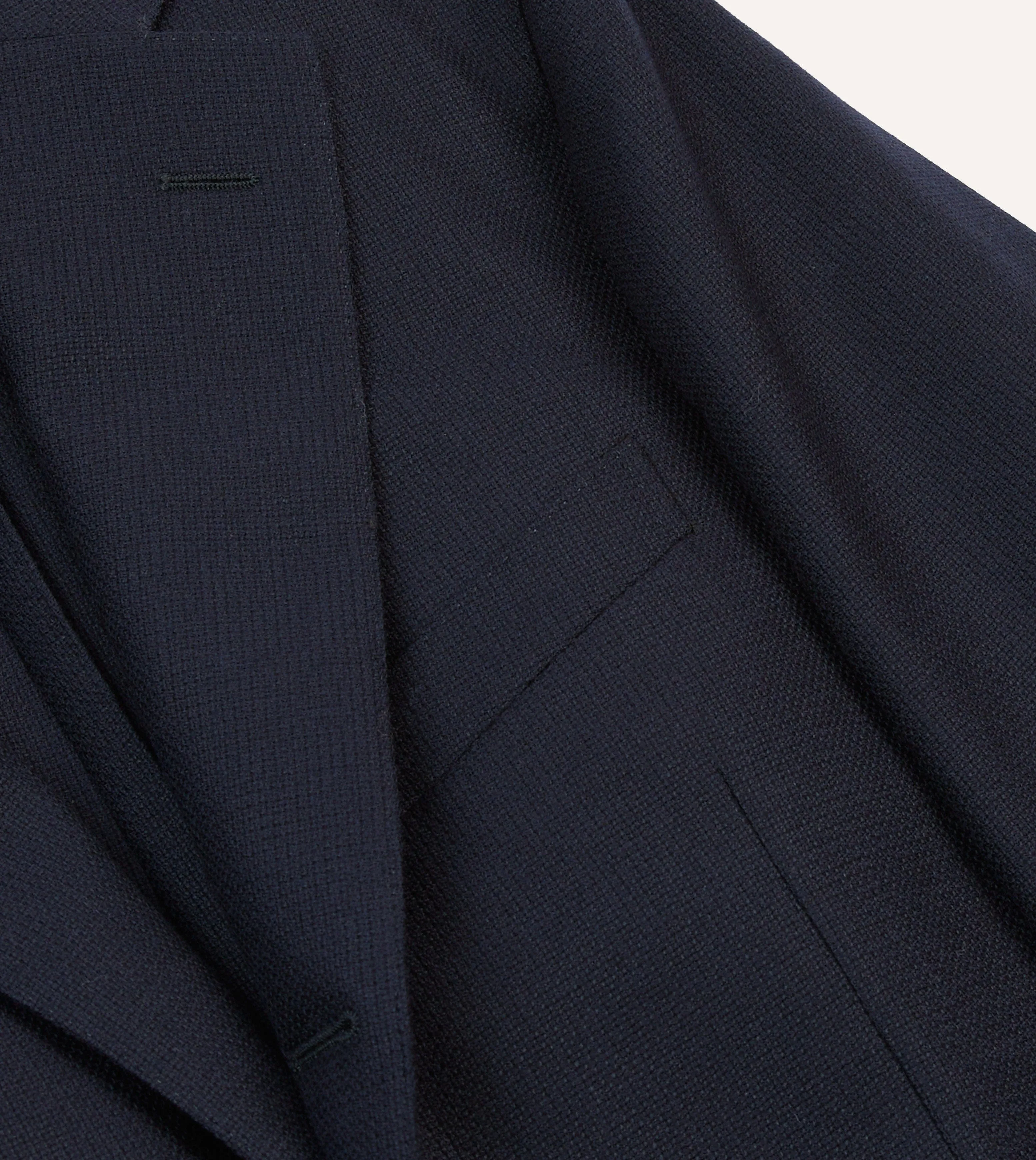 Navy Wool Hopsack Blazer sold by Drake's London product image thumbnail 4