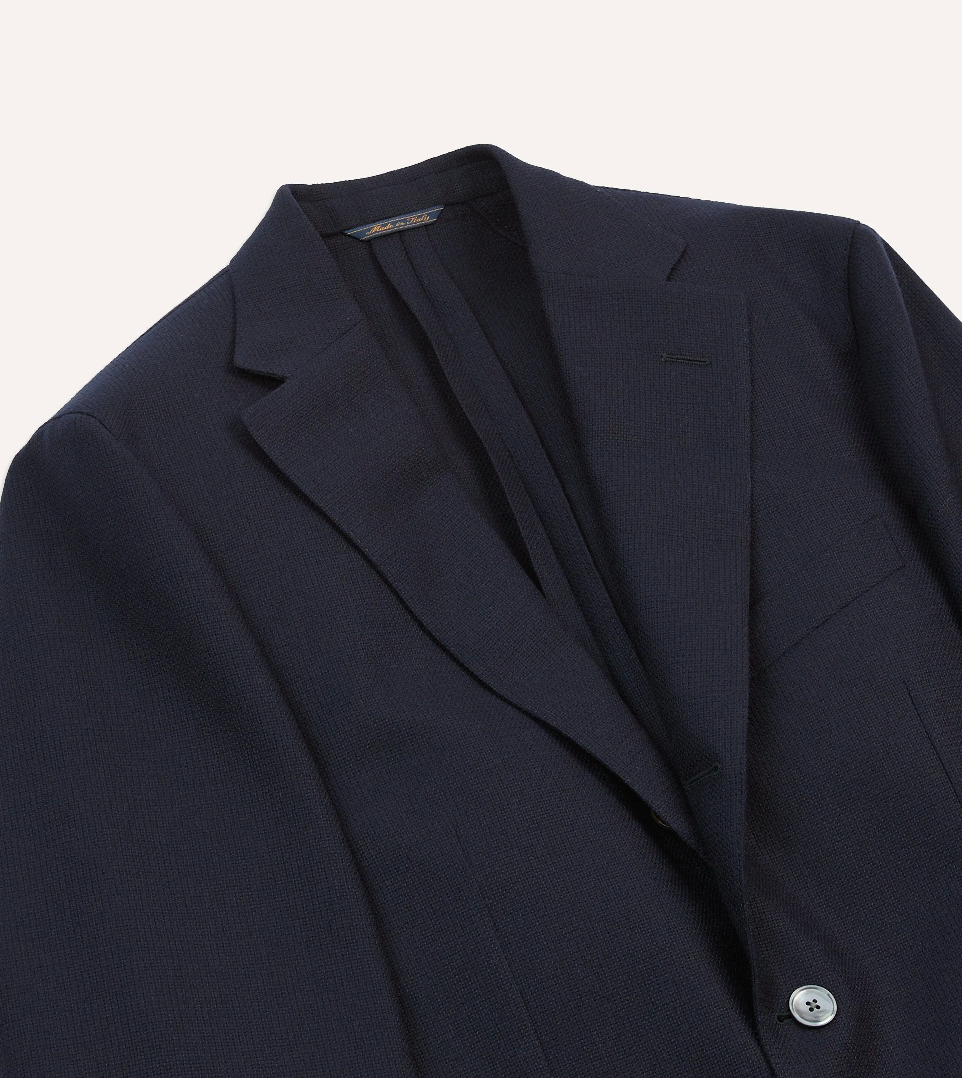 Navy Wool Hopsack Blazer sold by Drake's London product image thumbnail 3