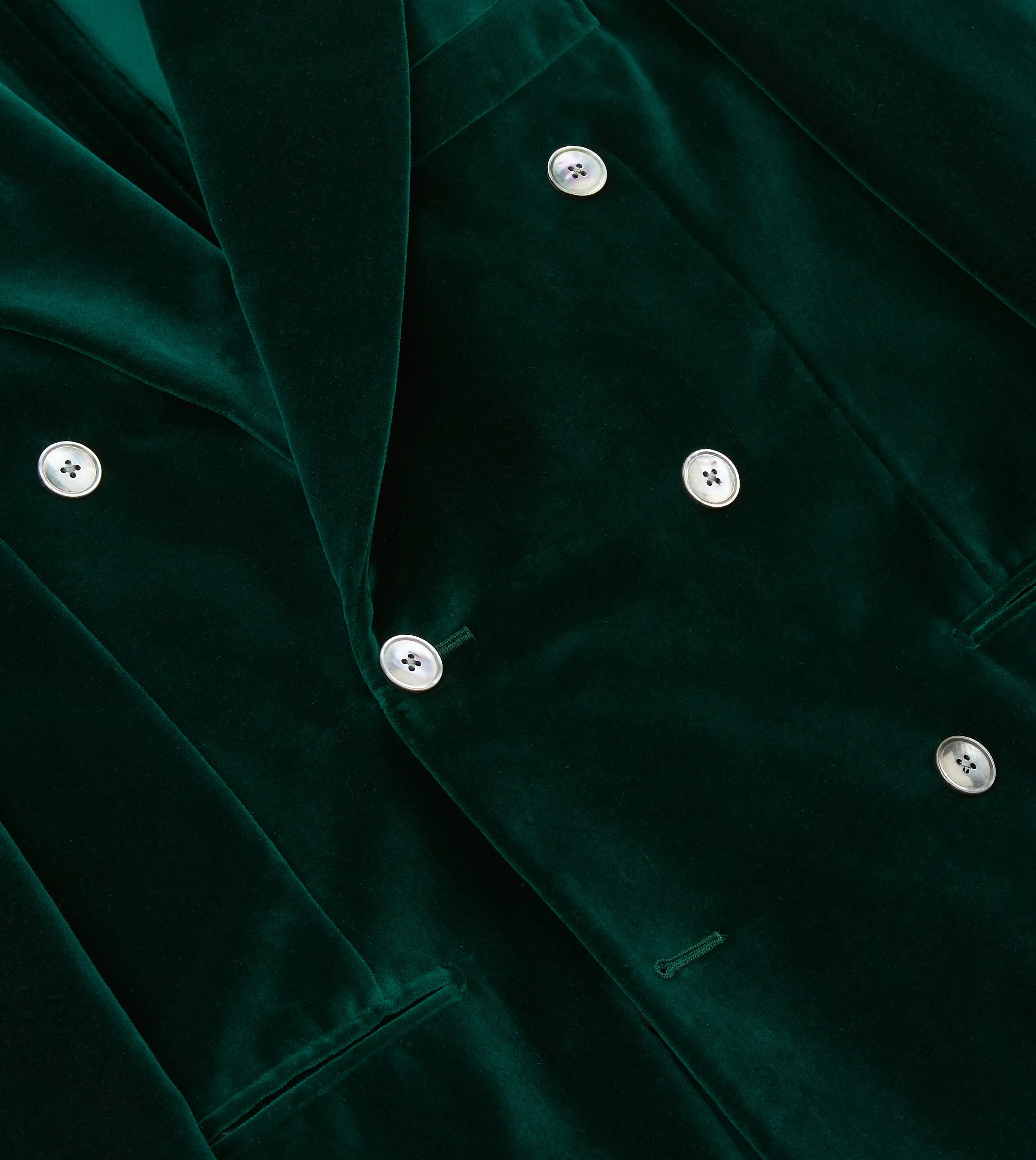 Green Velvet Double-Breasted Tailored Jacket sold by Drake's London product image thumbnail 5