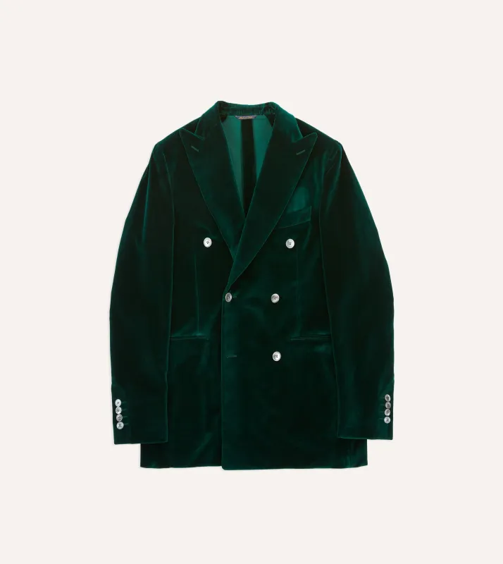 Green Velvet Double-Breasted Tailored Jacket sold by Drake's London