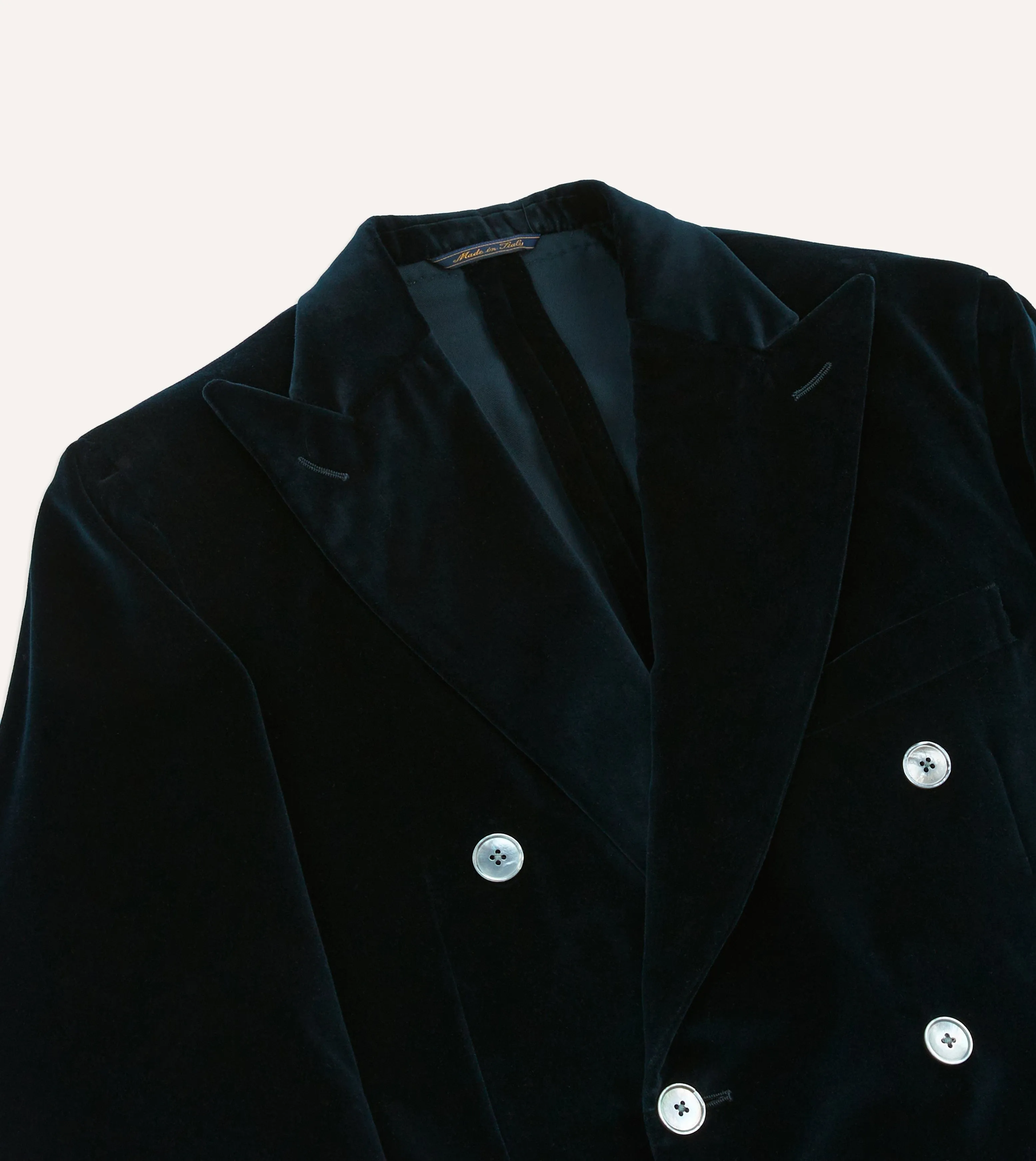 Navy Velvet Double-Breasted Tailored Jacket sold by Drake's London product image thumbnail 3